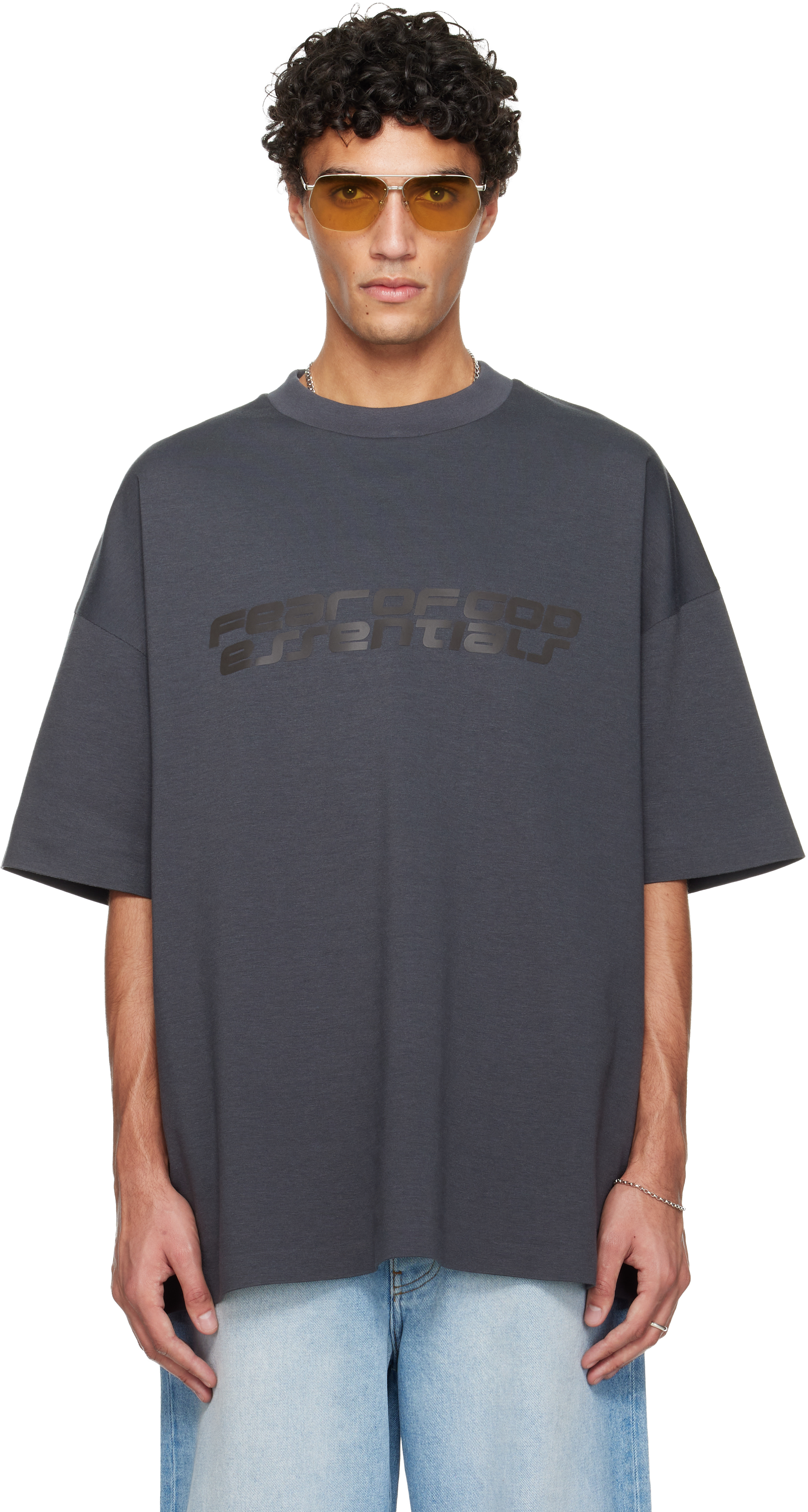 Fear of God ESSENTIALS: Gray Holiday 90s Short Sleeve T-shirt | SSENSE