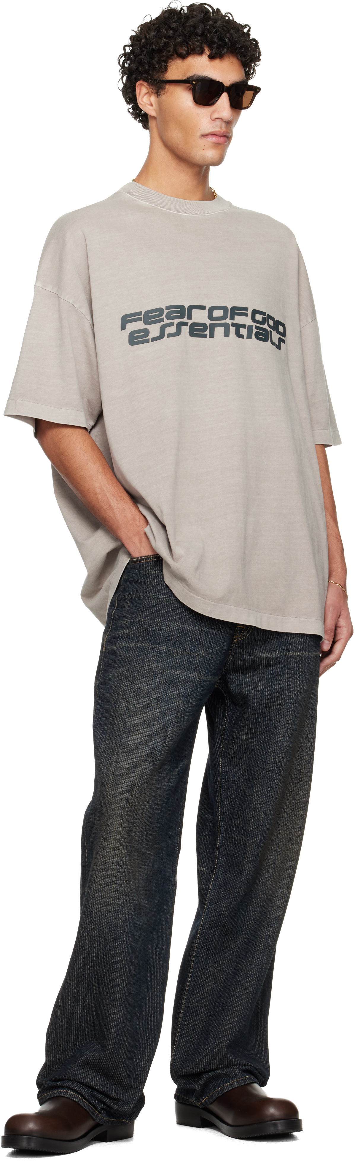 Essentials Gray Holiday 'fear Of God ' 90s T-shirt In Gray