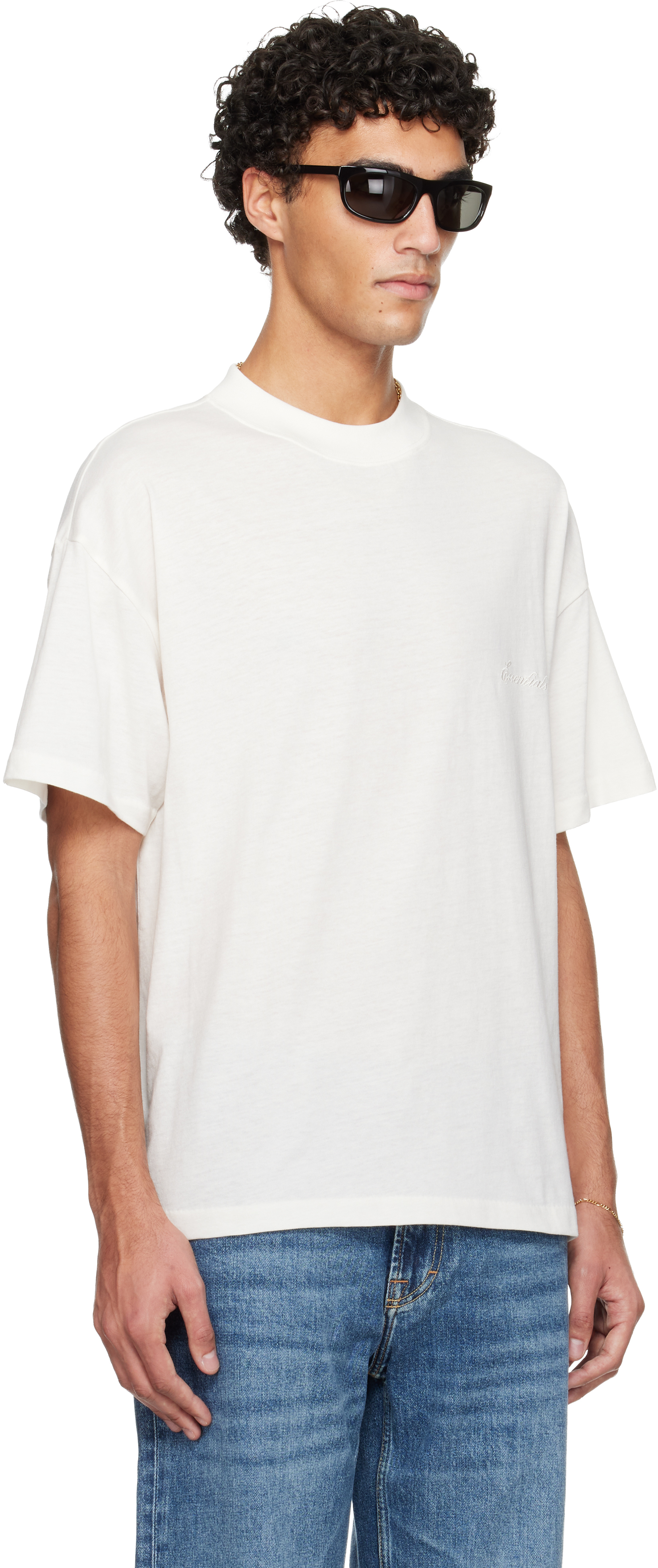 Essentials Off-white Holiday Embroidered Essential T-shirt In White