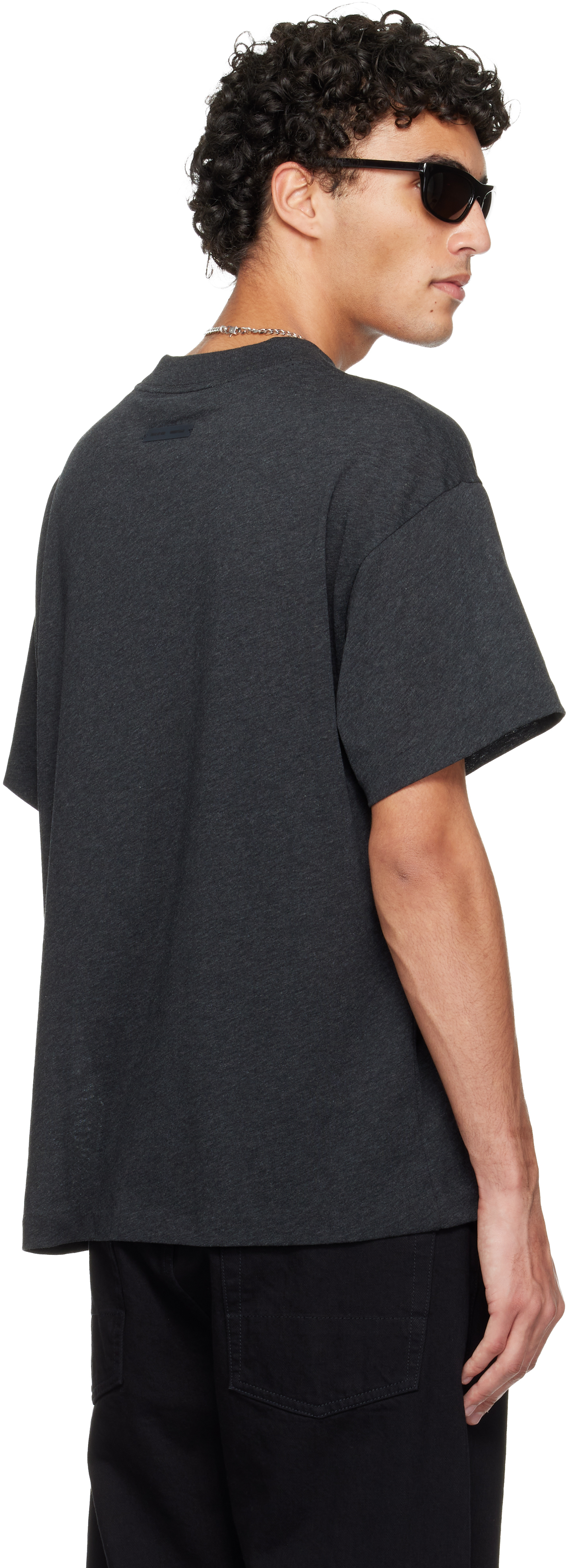 Essentials Gray Holiday Embroidered Essential T-shirt In Black