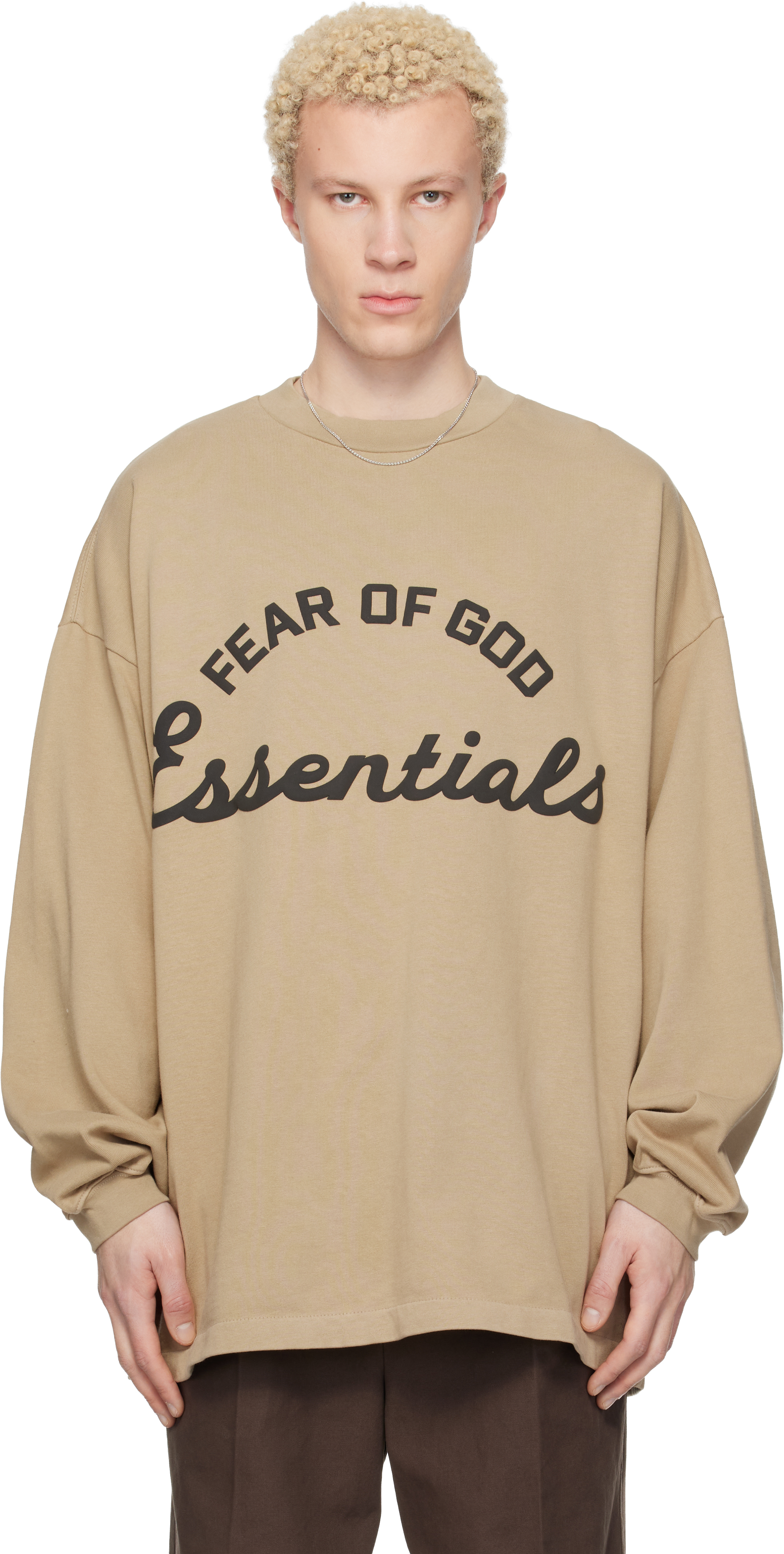 Fear of God ESSENTIALS: ベージュ Training 90s 長袖Tシャツ | SSENSE