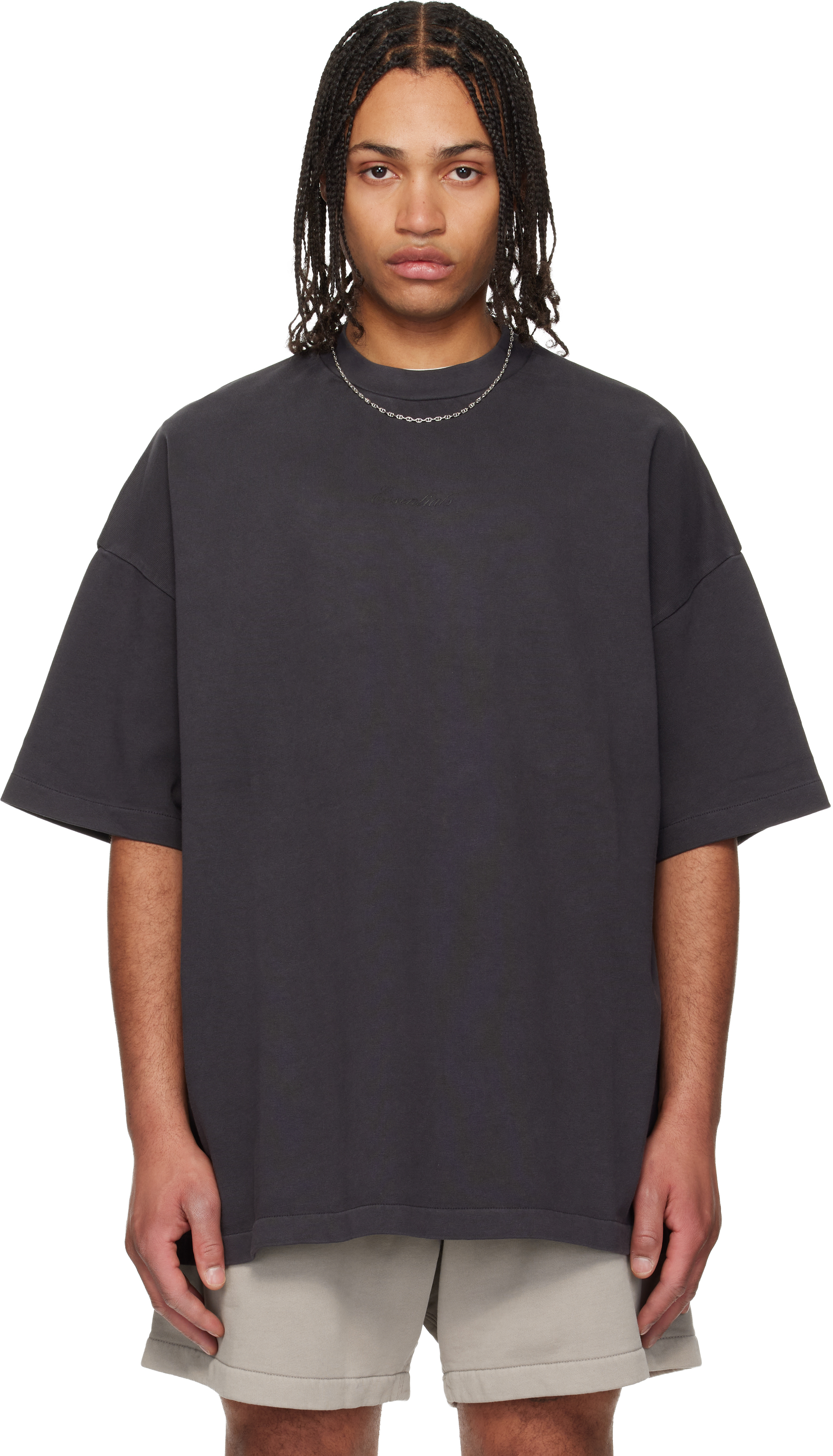 Fear of God ESSENTIALS: Black Signature 90s T-shirt | SSENSE