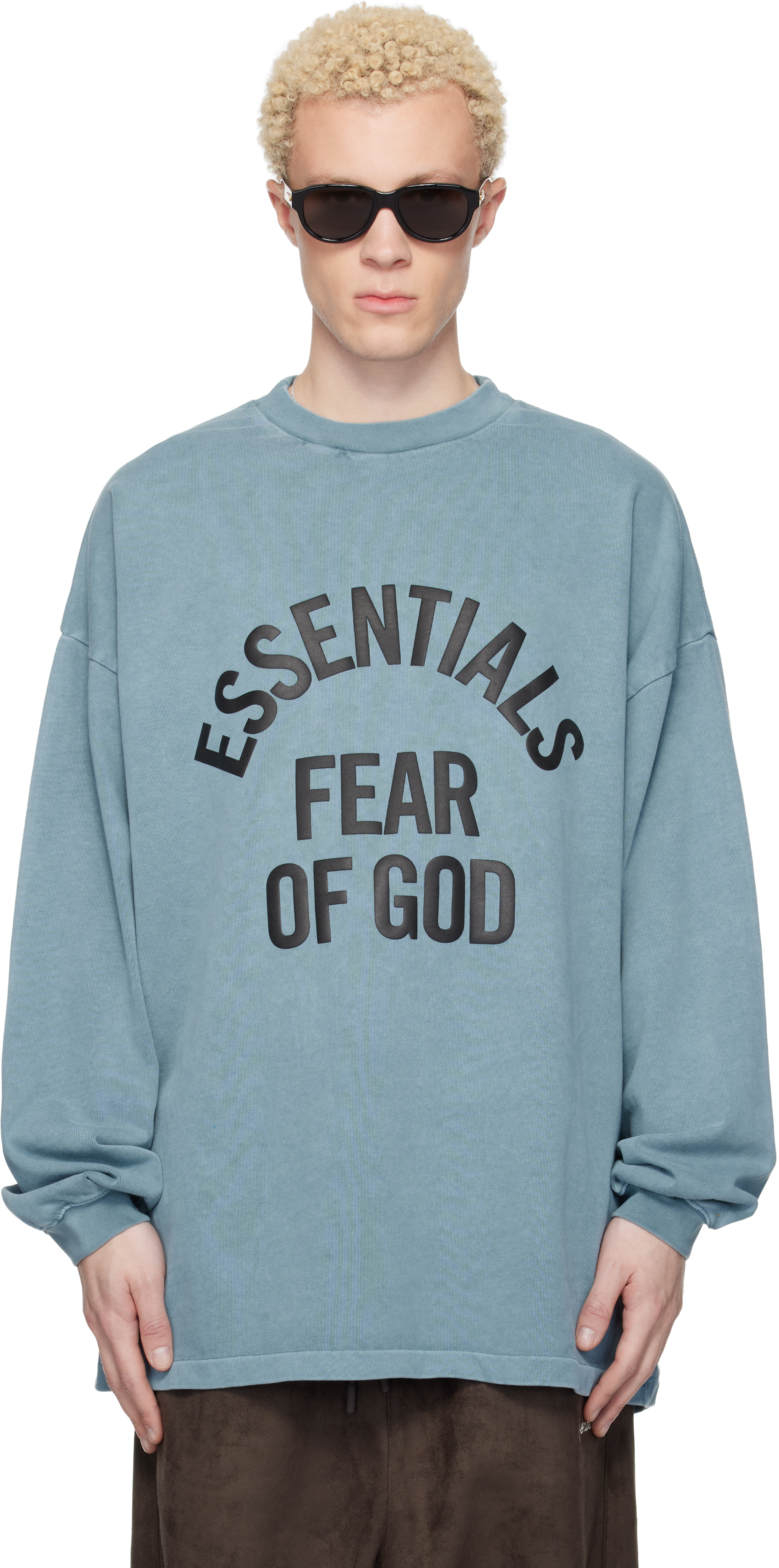 Fear of God ESSENTIALS: ブルー Campus 90s 長袖Tシャツ | SSENSE 日本