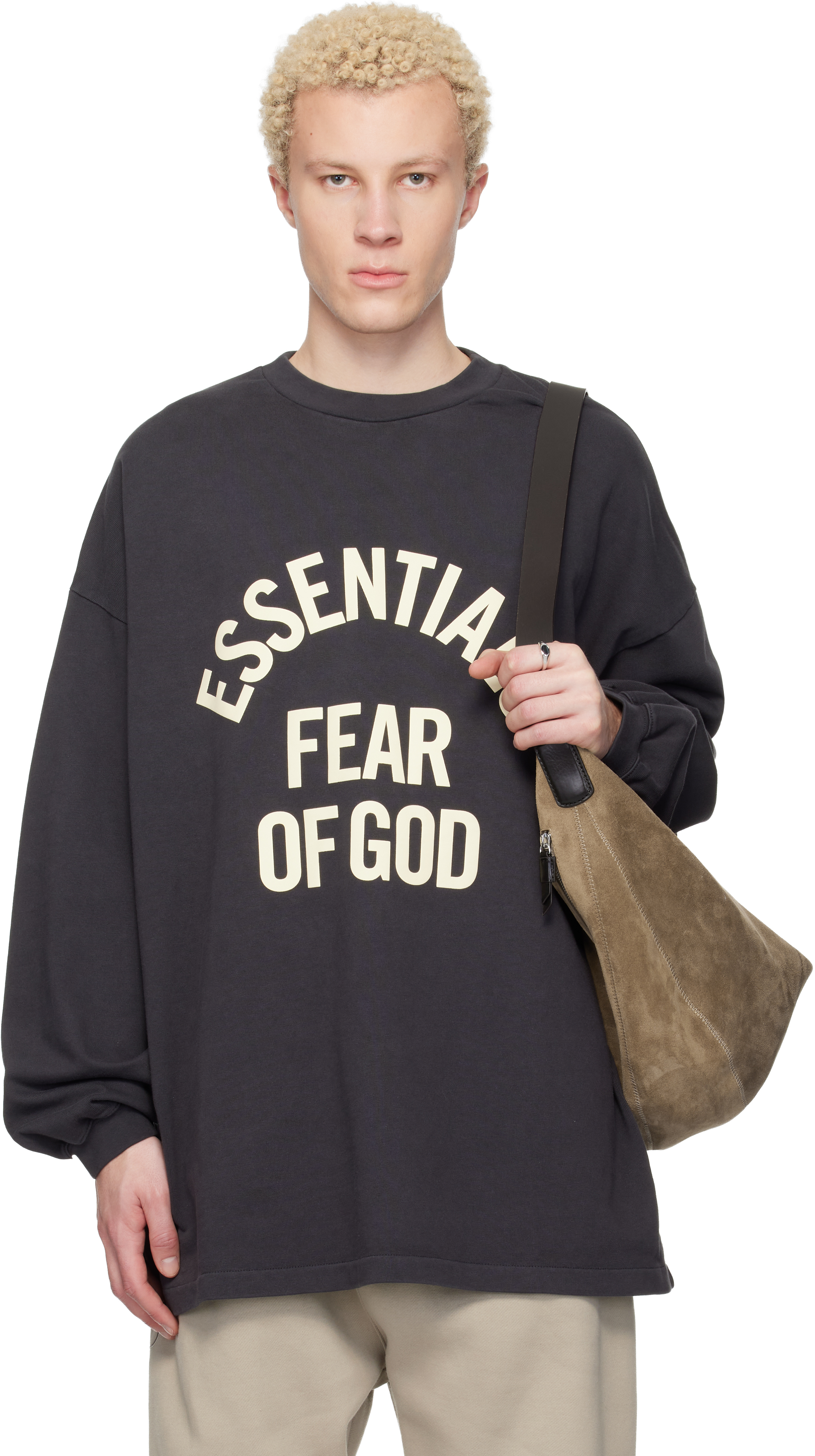 Fear of God ESSENTIALS: ブラック Campus 90s 長袖Tシャツ | SSENSE 日本