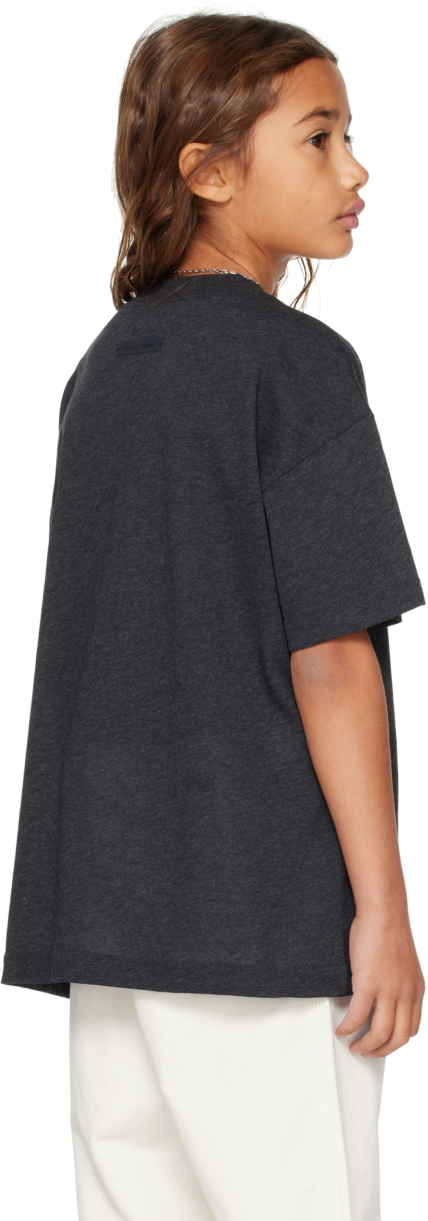 Essentials Kids Black Holiday Embroidered Essential T-shirt In Black