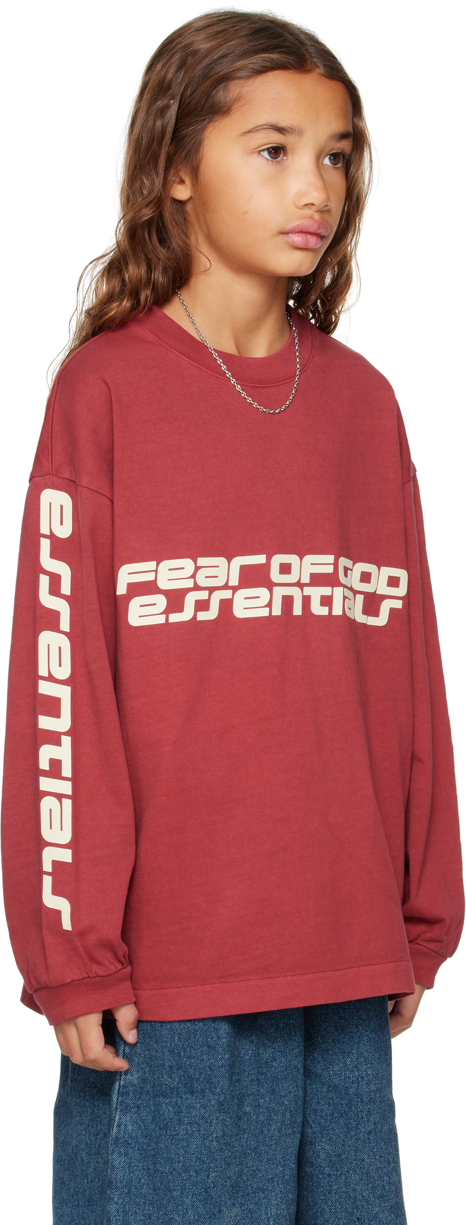 Essentials Kids Red Holiday Classic Long Sleeve T-shirt In Red