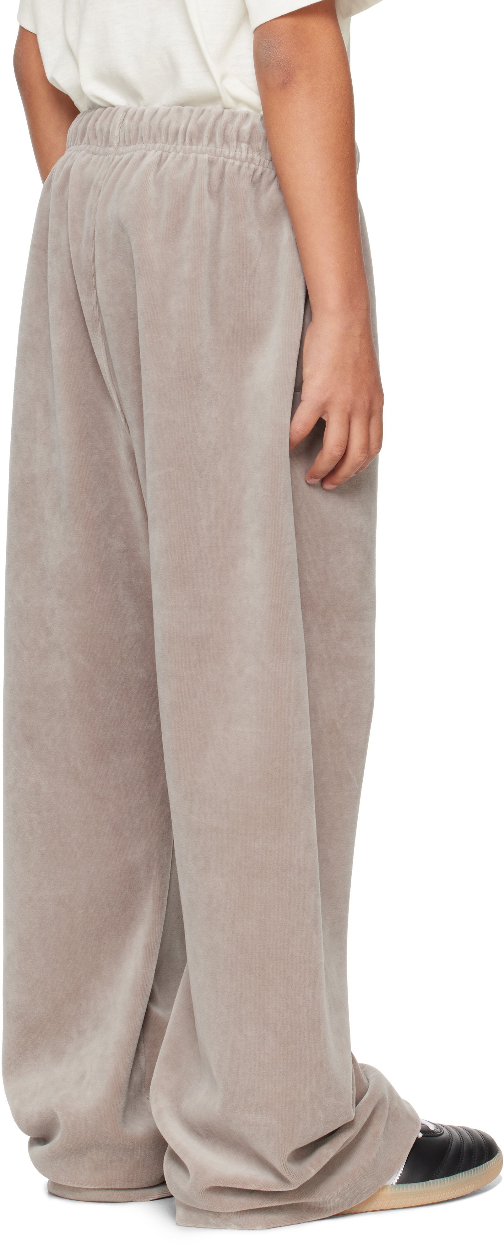 Essentials Kids Gray Holiday Velour Flare Sweatpants In Multi