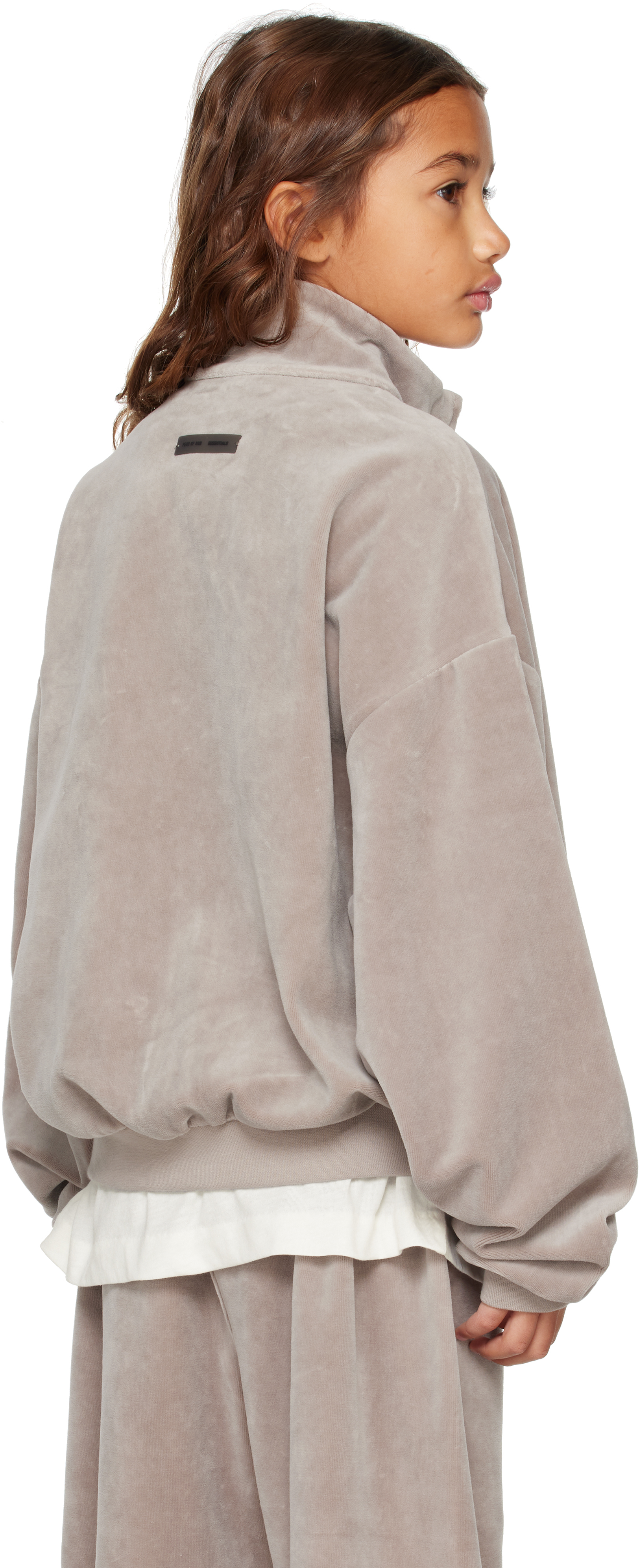 Essentials Kids Gray Holiday Velour Classic Track Jacket In Gray