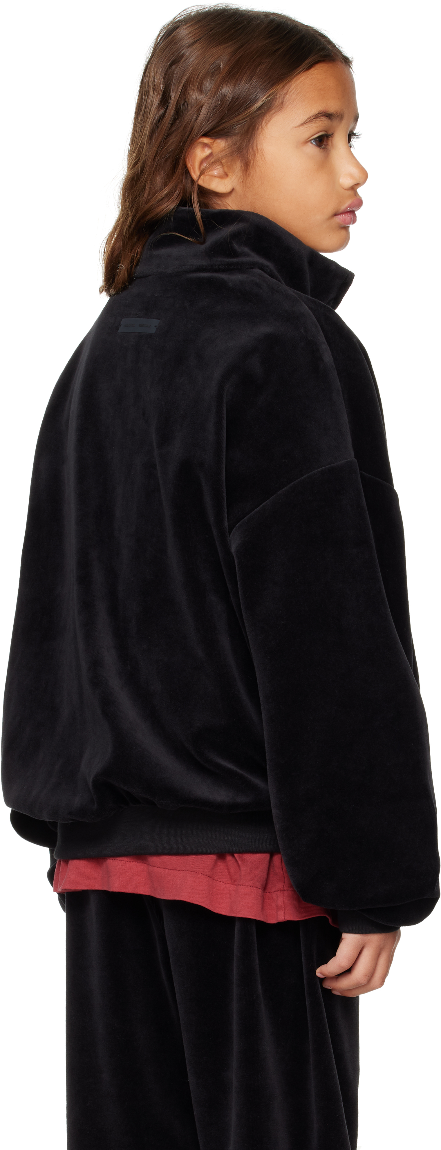 Essentials Kids Black Holiday Velour Classic Track Jacket In Black