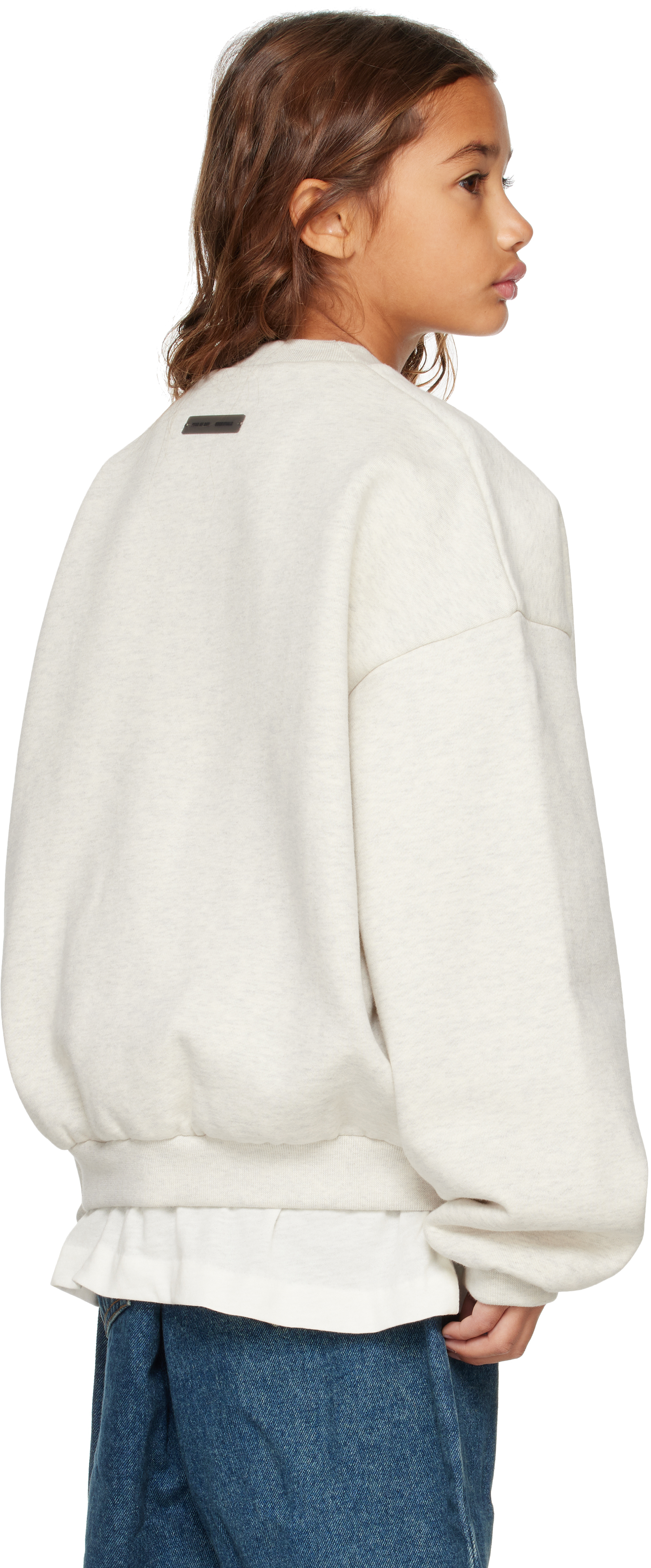 Essentials Kids Gray Holiday Embossed Classic Crewneck Sweatshirt In Gray