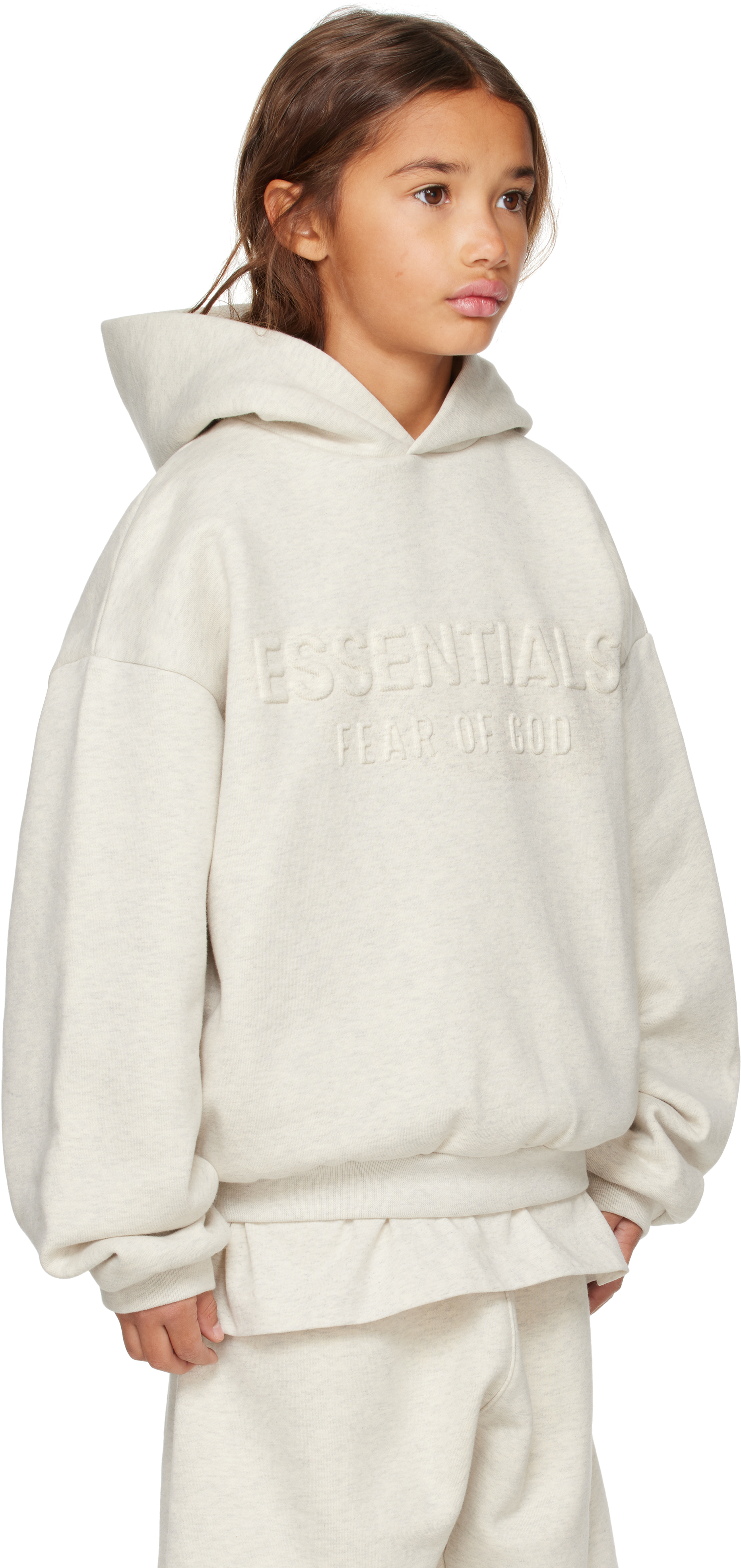 Essentials Kids Gray Holiday Embossed Classic Hoodie In Animal Print