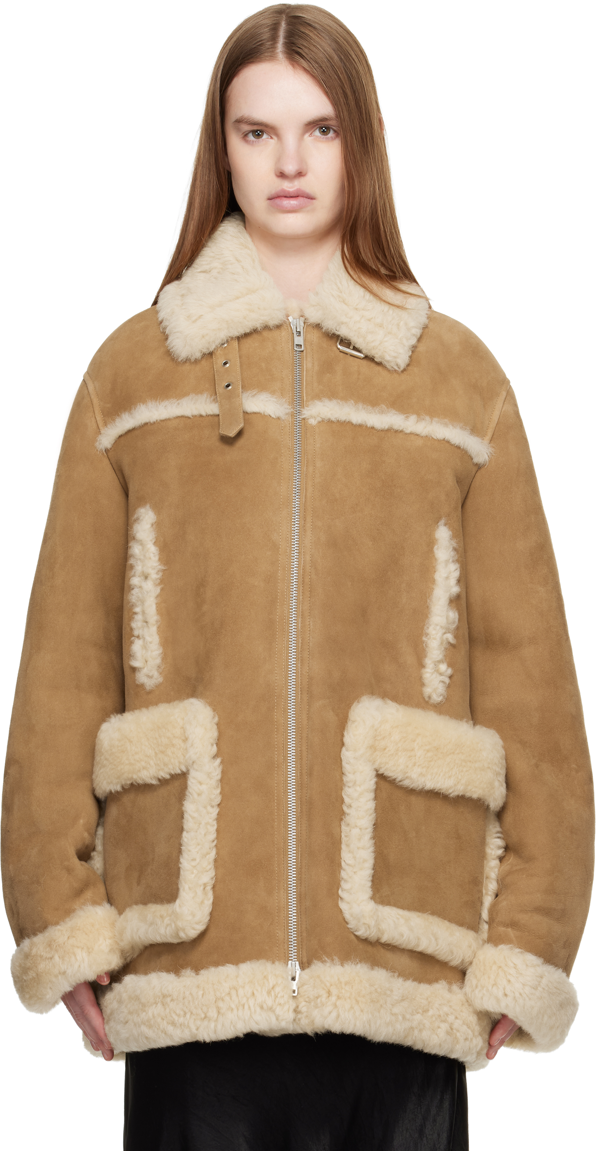 Maison Margiela Tan Caban Shearling Coat