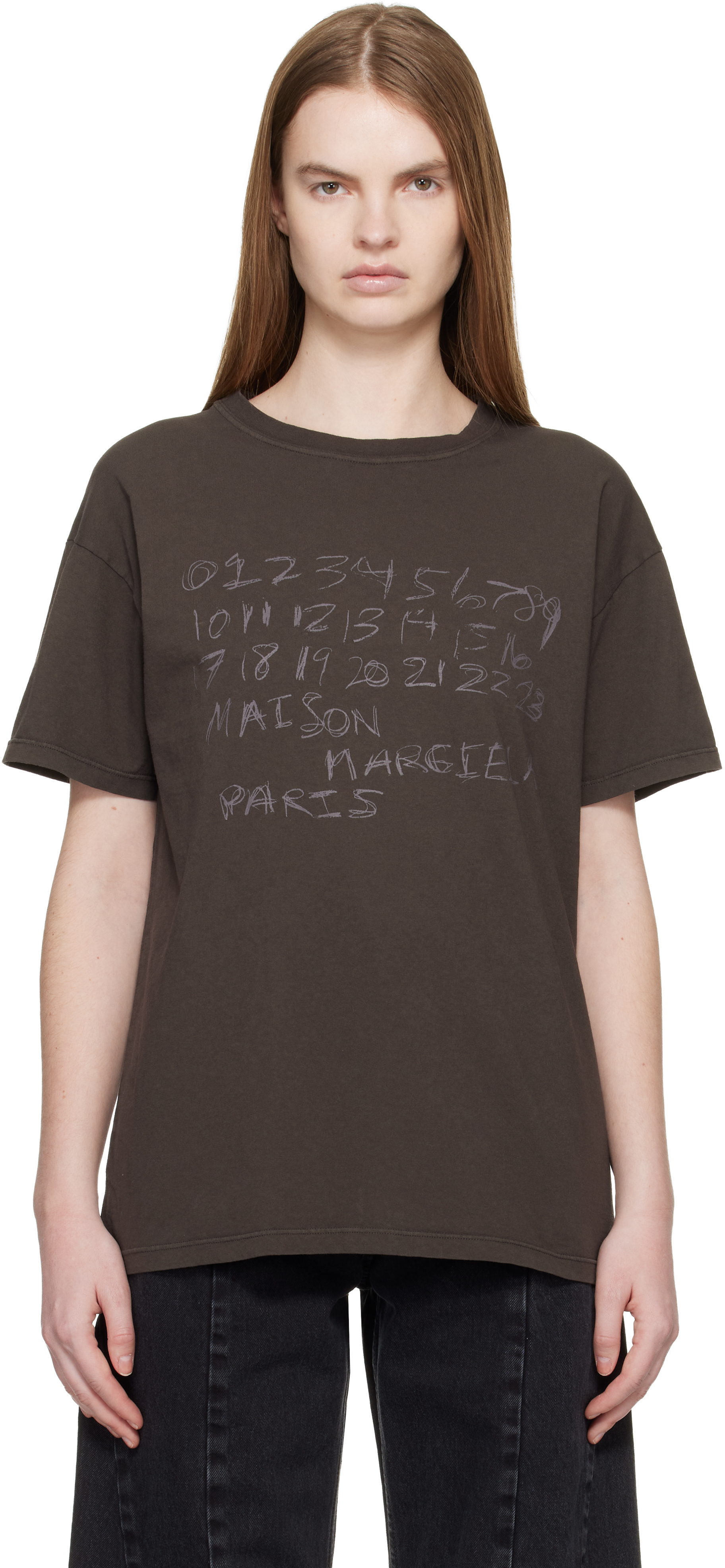 Maison Margiela Brown Numerical Cotton T-shirt