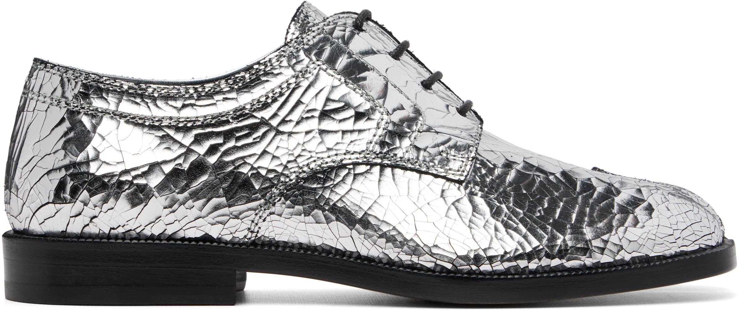 Maison Margiela Silver Tabi Broken Mirror Derbys