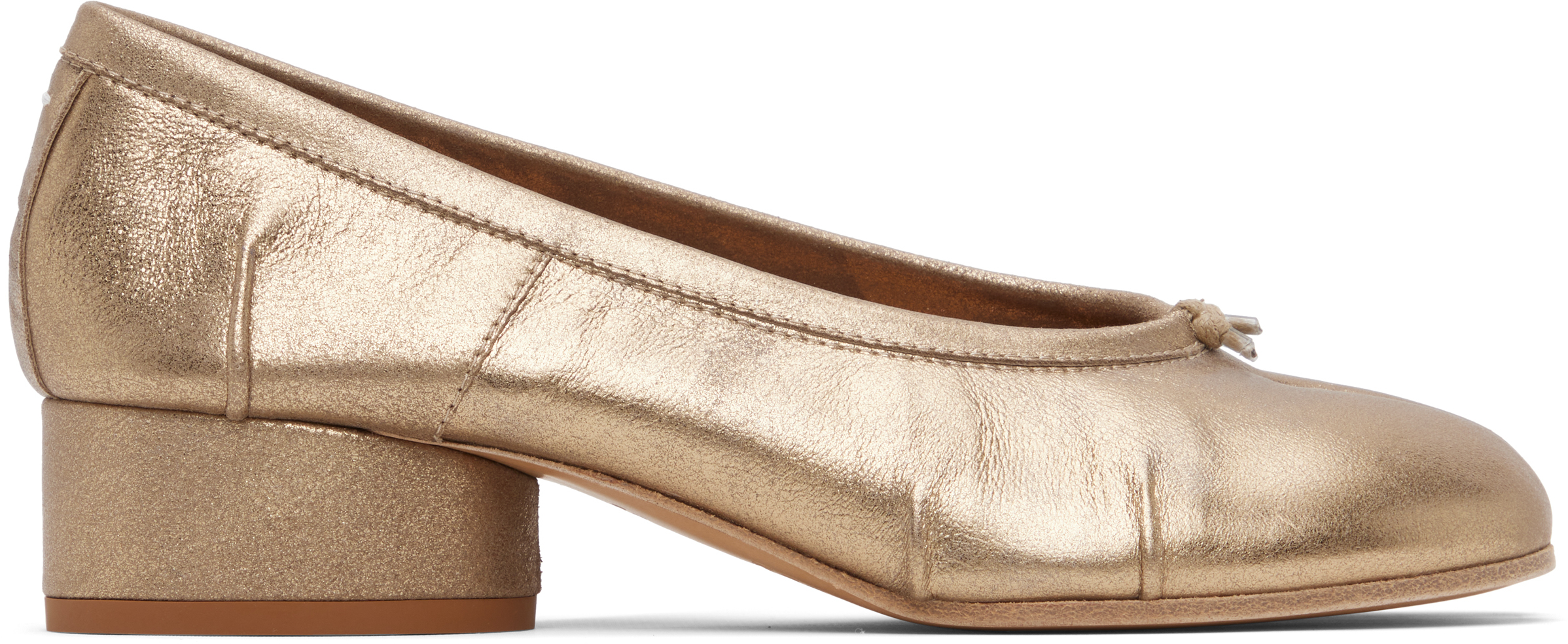 Maison Margiela: Gold Tabi New Ballerina Heels | SSENSE