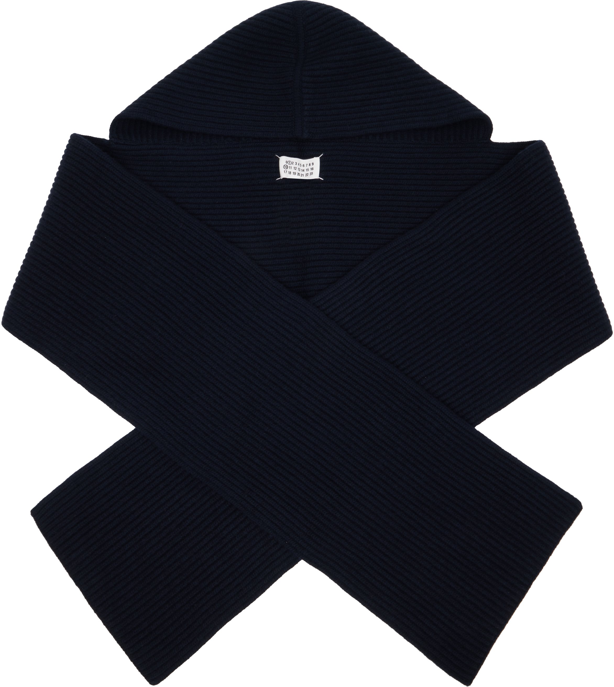 Maison Margiela: Navy Wool Hooded Scarf | SSENSE