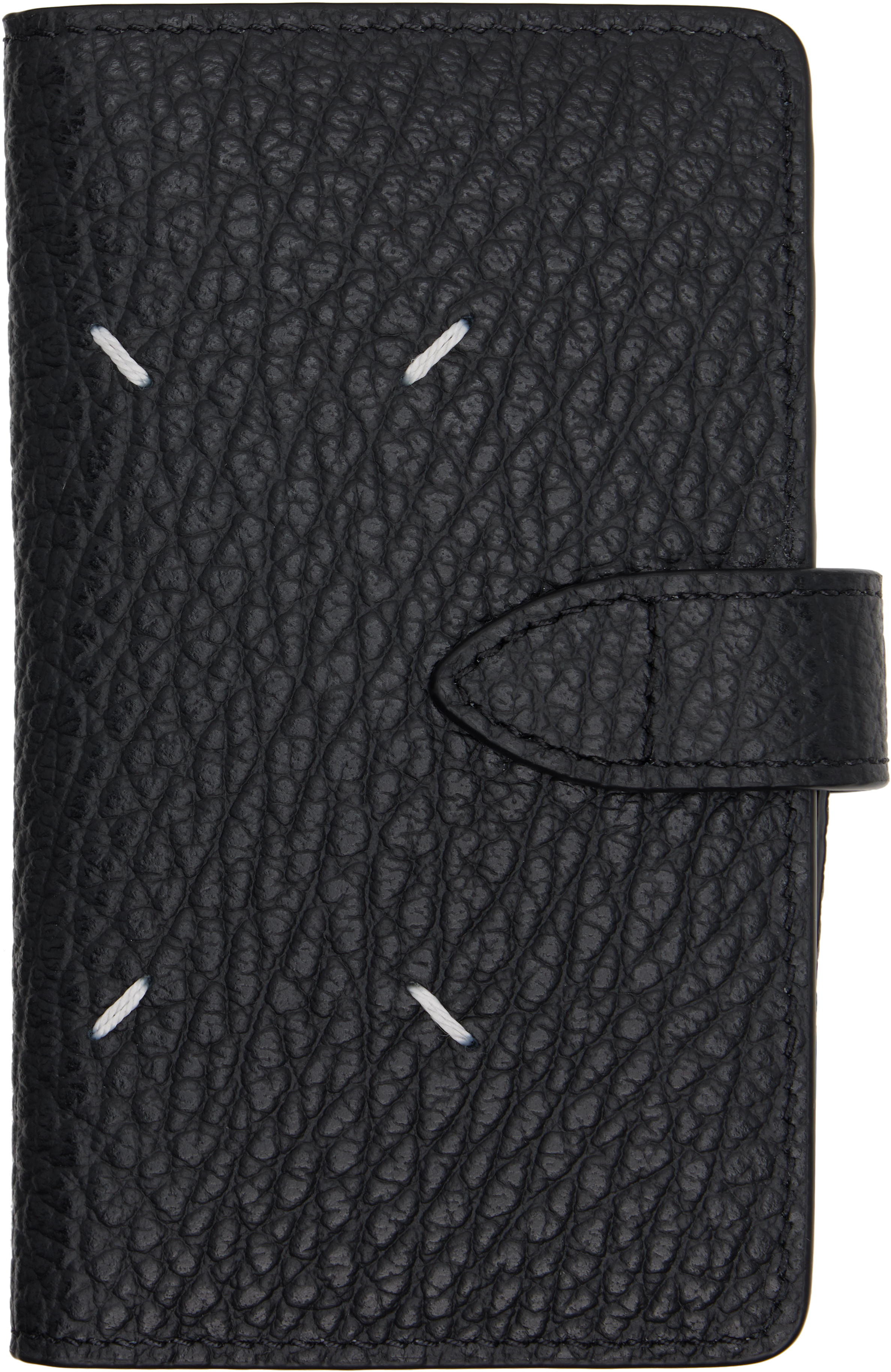 Black Four Stitches Zip Card Holder by Maison Margiela on Sale