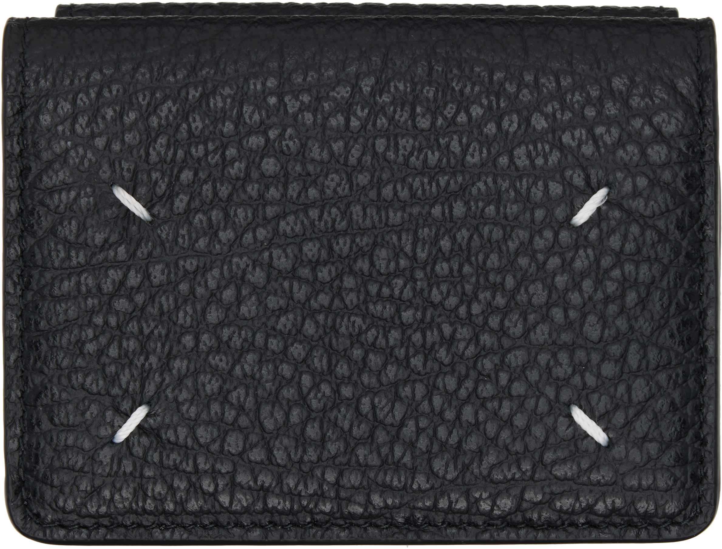 SSENSE購入Maison Margiela ブラックレザー 財布 Maison Margielaのブラック Four Stitches ポケット 財布がセール中