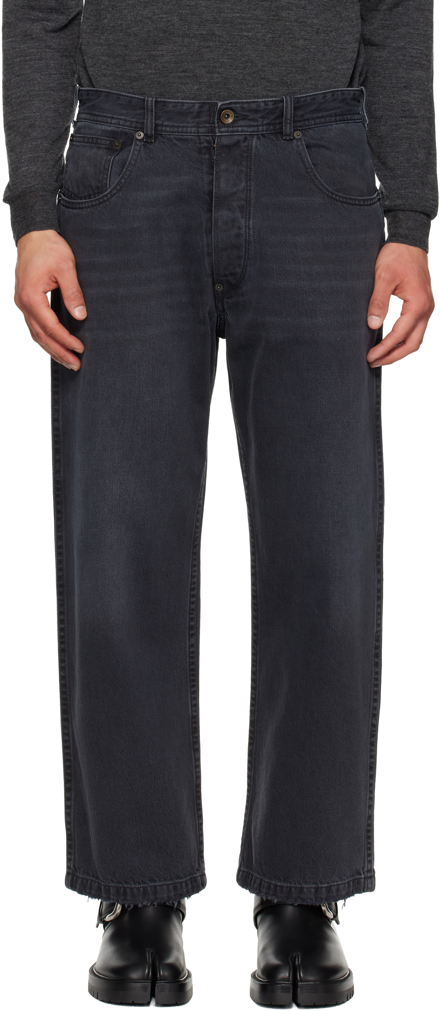 Maison Margiela Black Straight-Leg Cropped Jeans