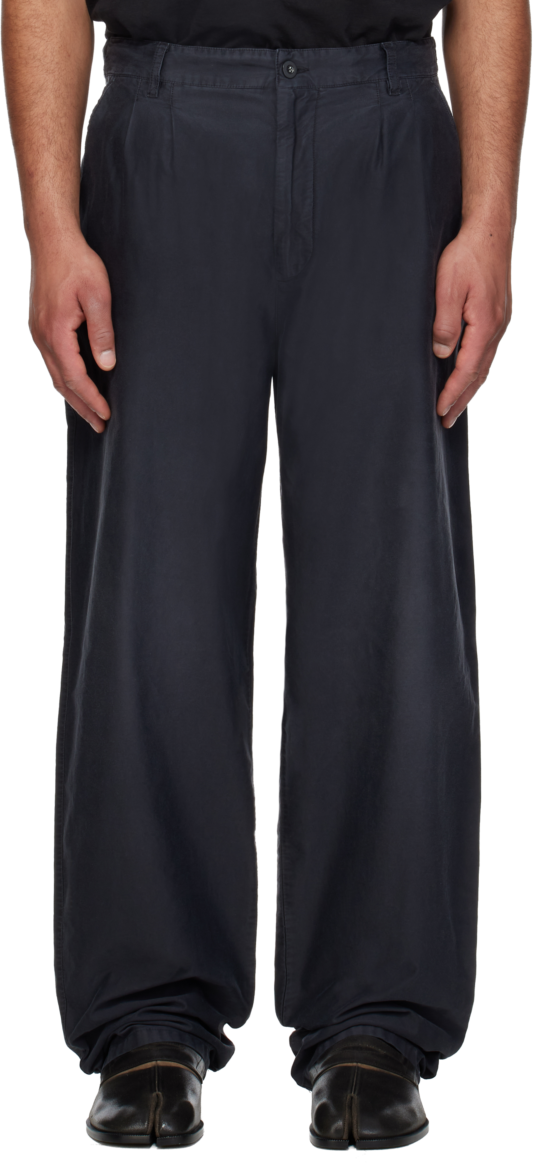 Black Unbrushed Moleskin Trousers by Maison Margiela on Sale