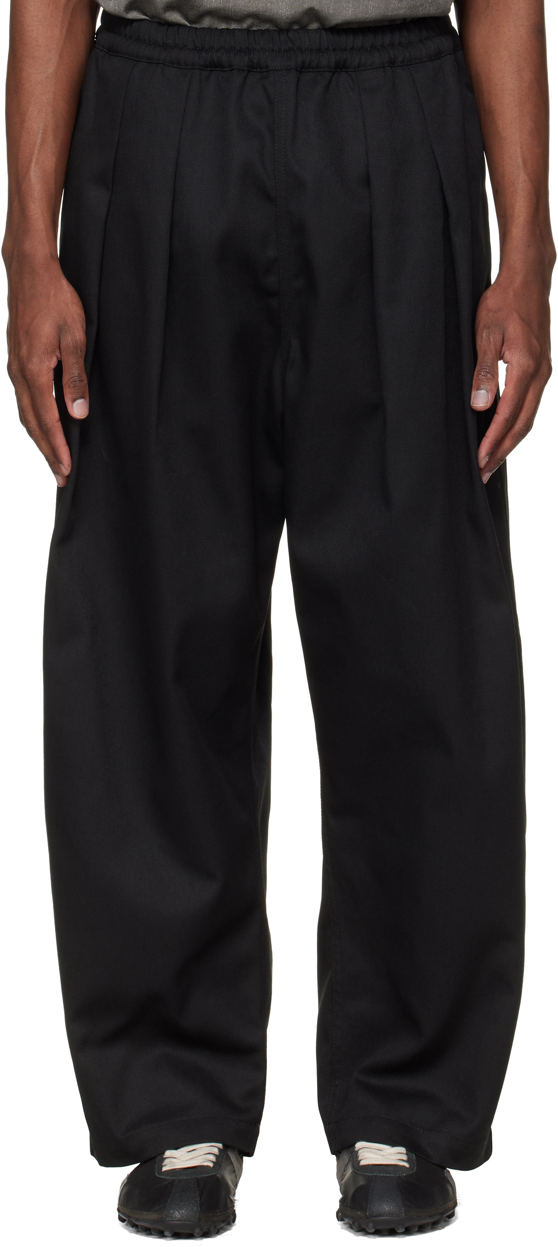 Black Dropped-Rise Cotton Trousers by Maison Margiela on Sale