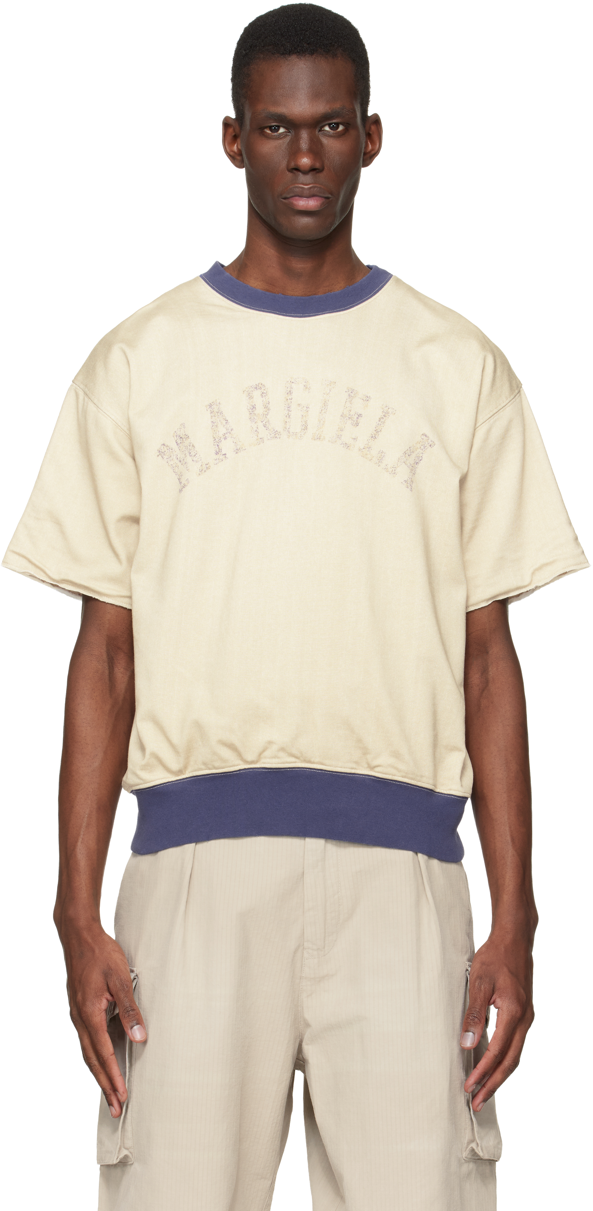 Off-White Cotton Varsity T-shirt by Maison Margiela on Sale