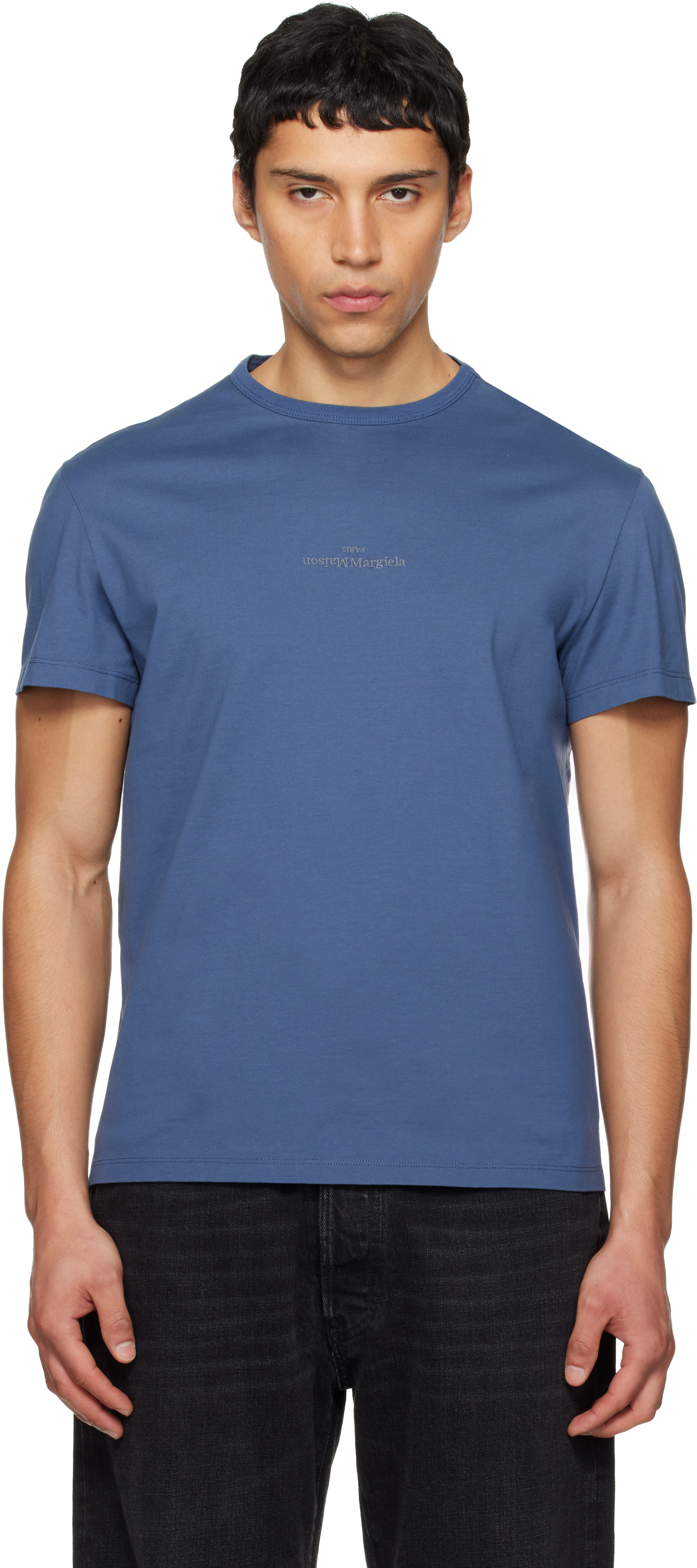 Maison Margiela Blue Distorted Logo T-shirt