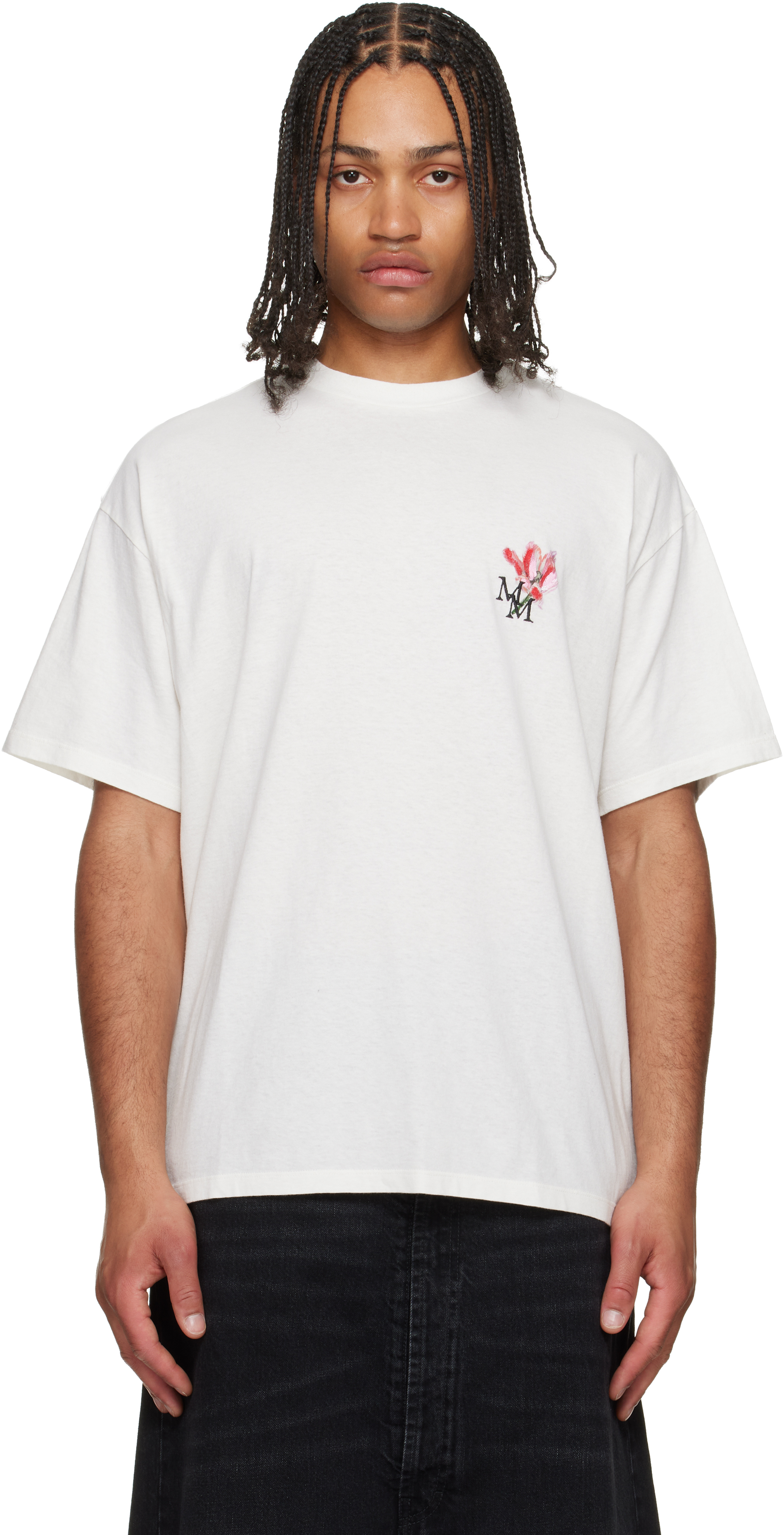 Off-White Floral Logo T-shirt by Maison Margiela on Sale