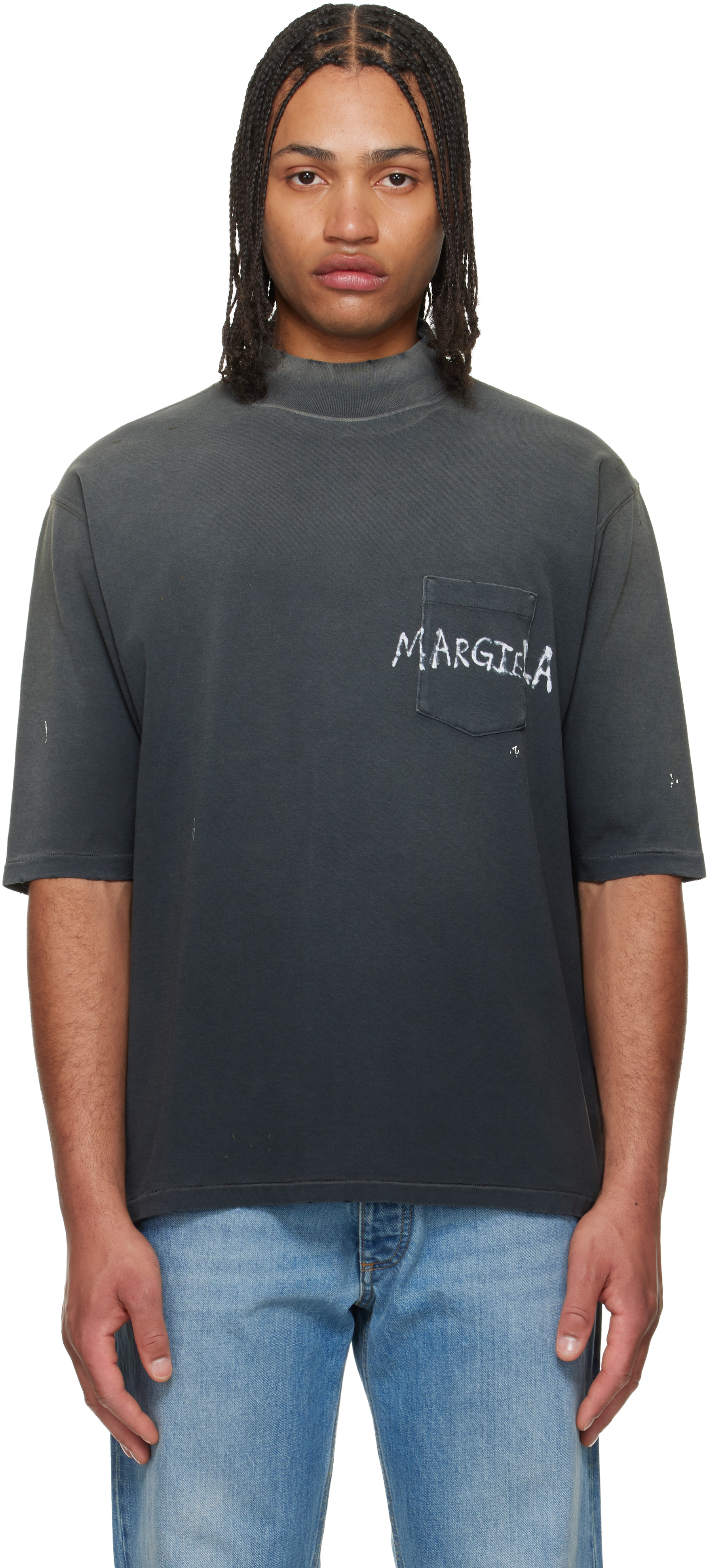 Maison Margiela Black Faded Paint Splatter T-shirt
