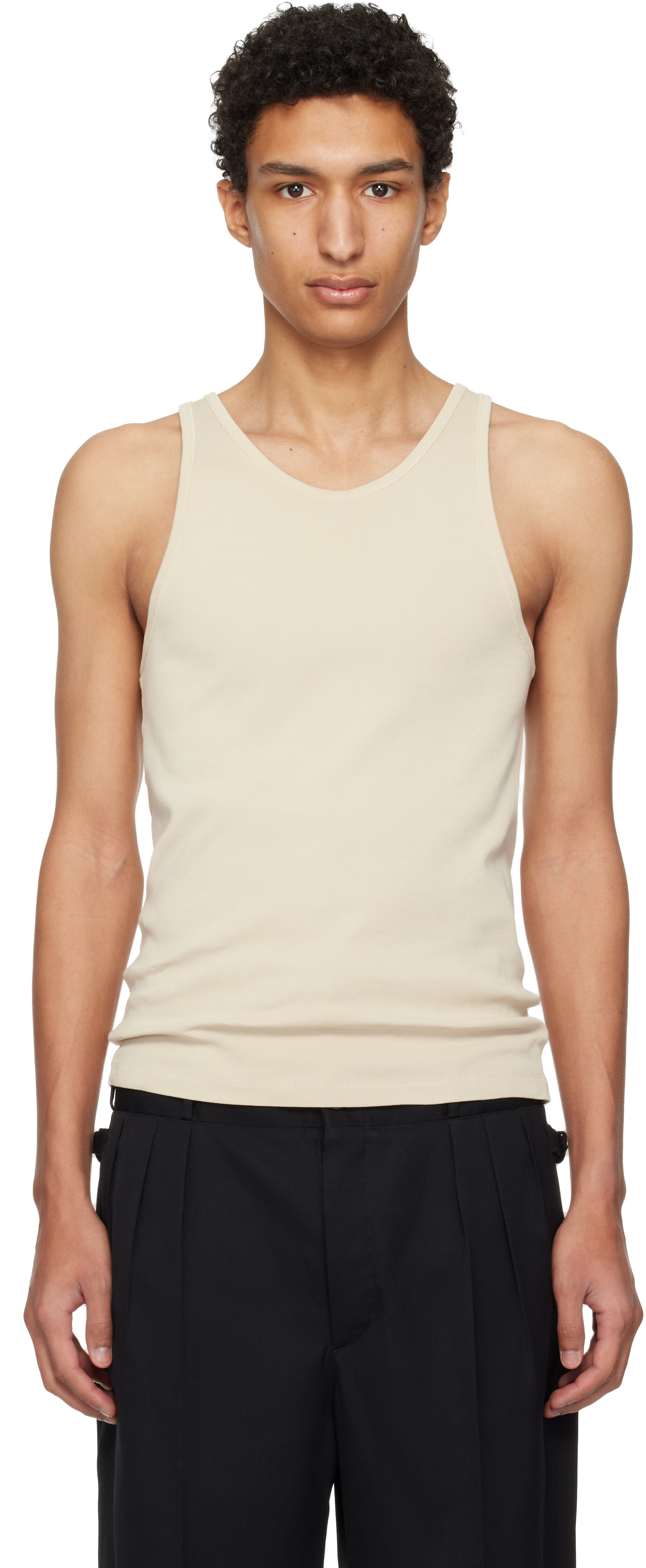 Maison Margiela Beige Ribbed Tank Top