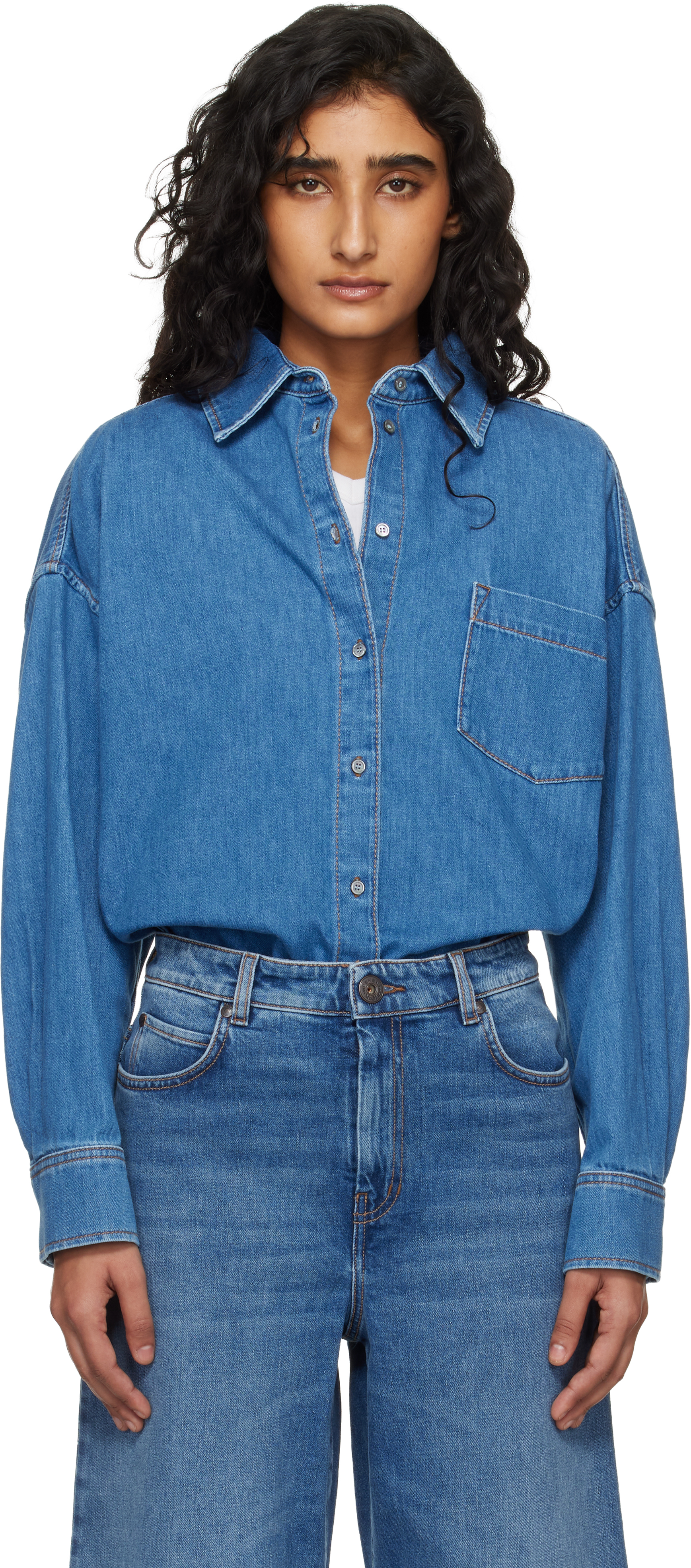 Weekend Max Mara: Blue Foggia Denim Shirt | SSENSE