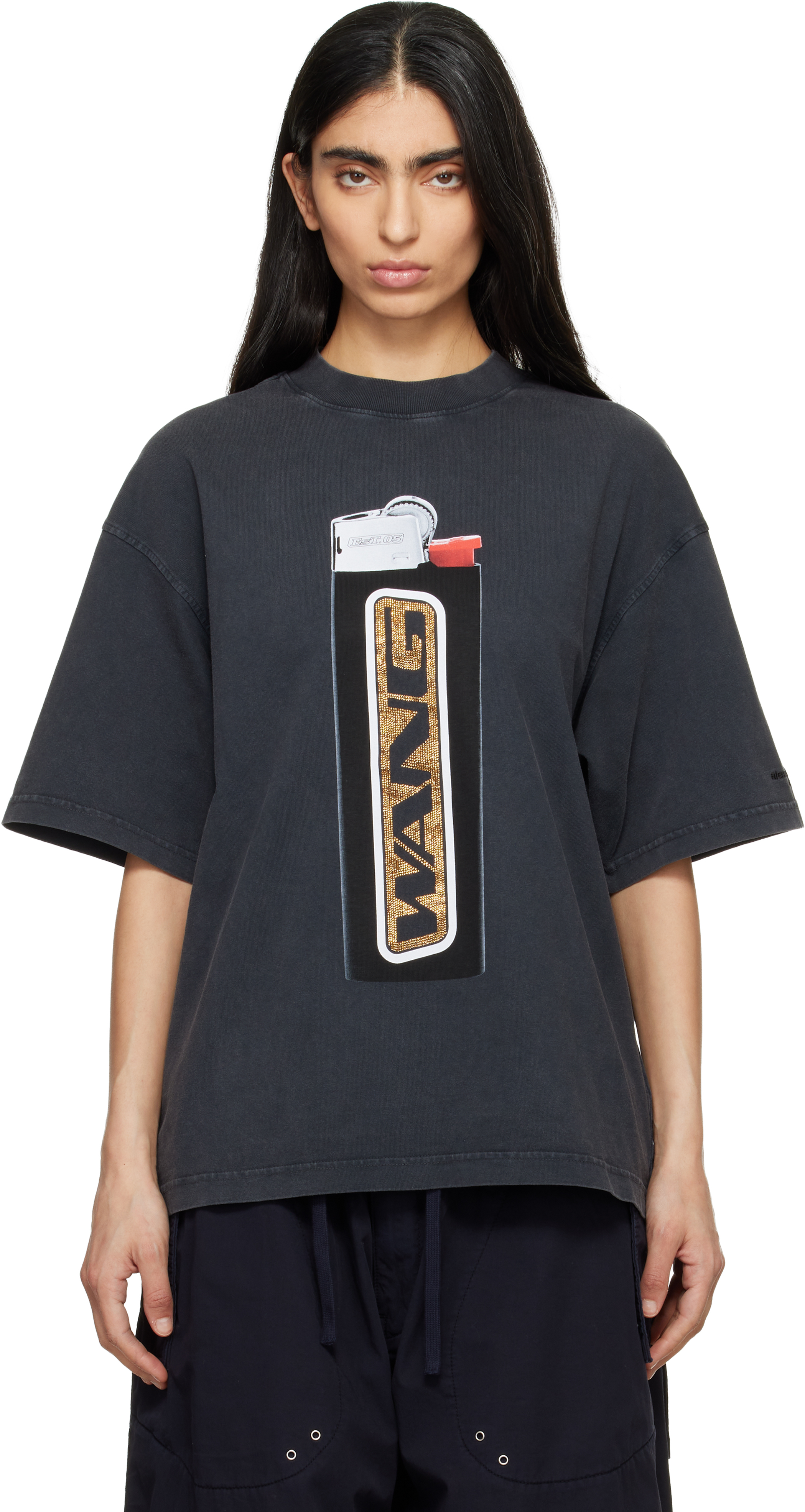 Alexander Wang Tシャツ Alexander Wang: Black Oversized Graphic T-shirt | SSENSE