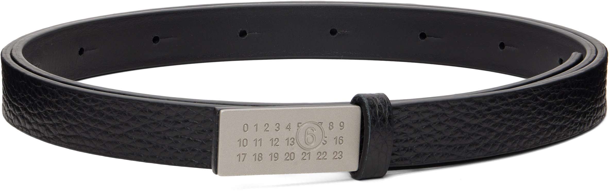MM6 Maison Margiela: Black Numeric Leather Belt | SSENSE