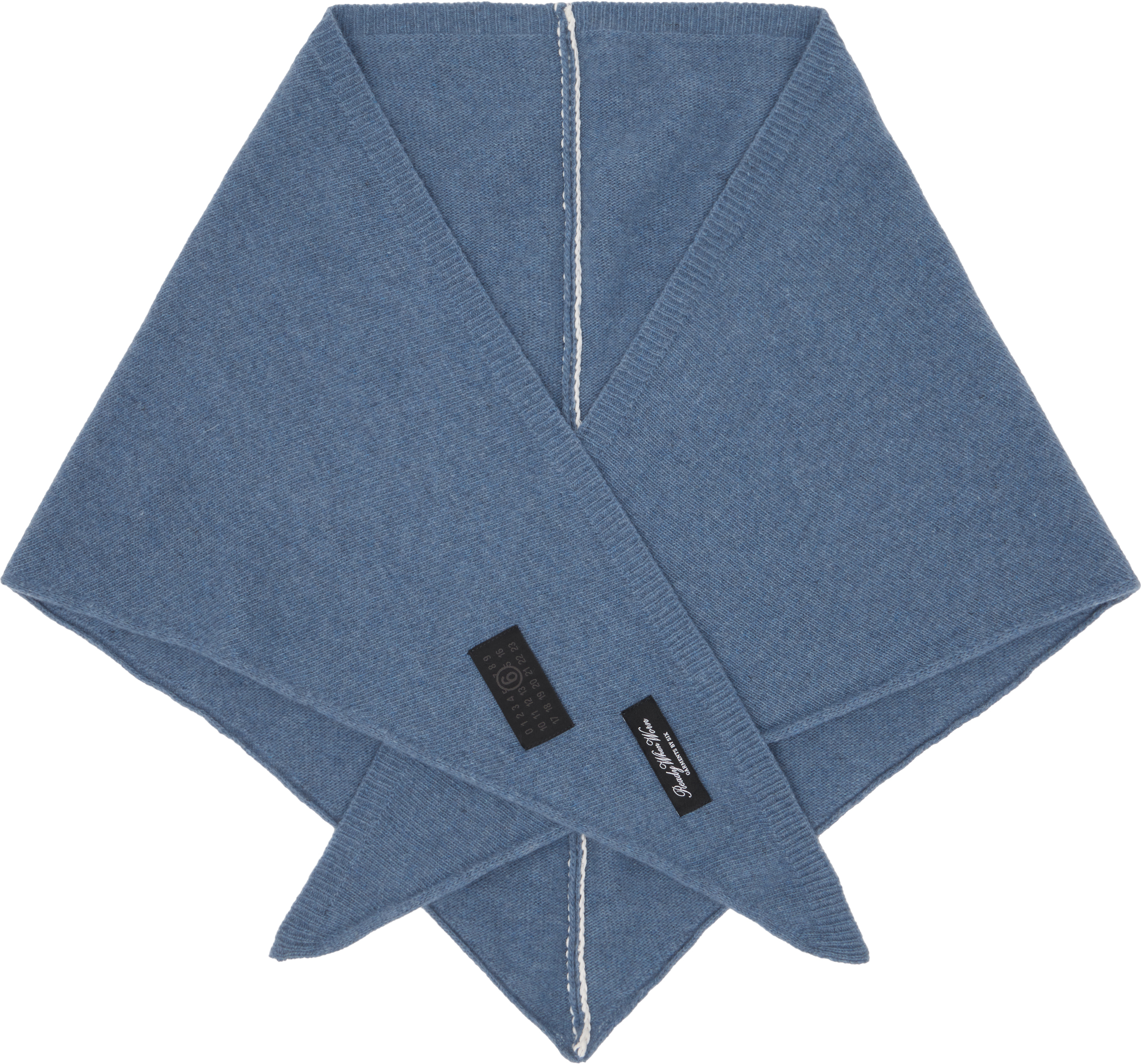 MM6 Maison Margiela: Blue Wool-Blend Scarf | SSENSE