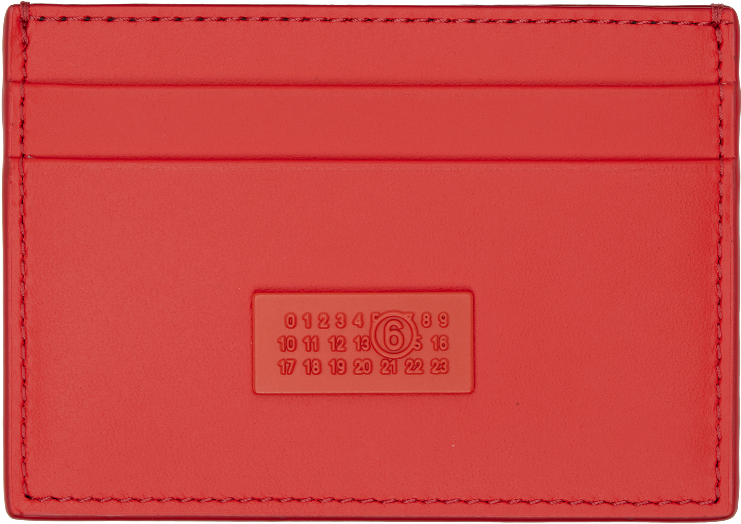 【新品未使用】Maison Margiela☆カードケース☆レッドレザー 22SS新品 メゾンマルジェラ カレンダーロゴ ラバーレザー 札入れ 折り