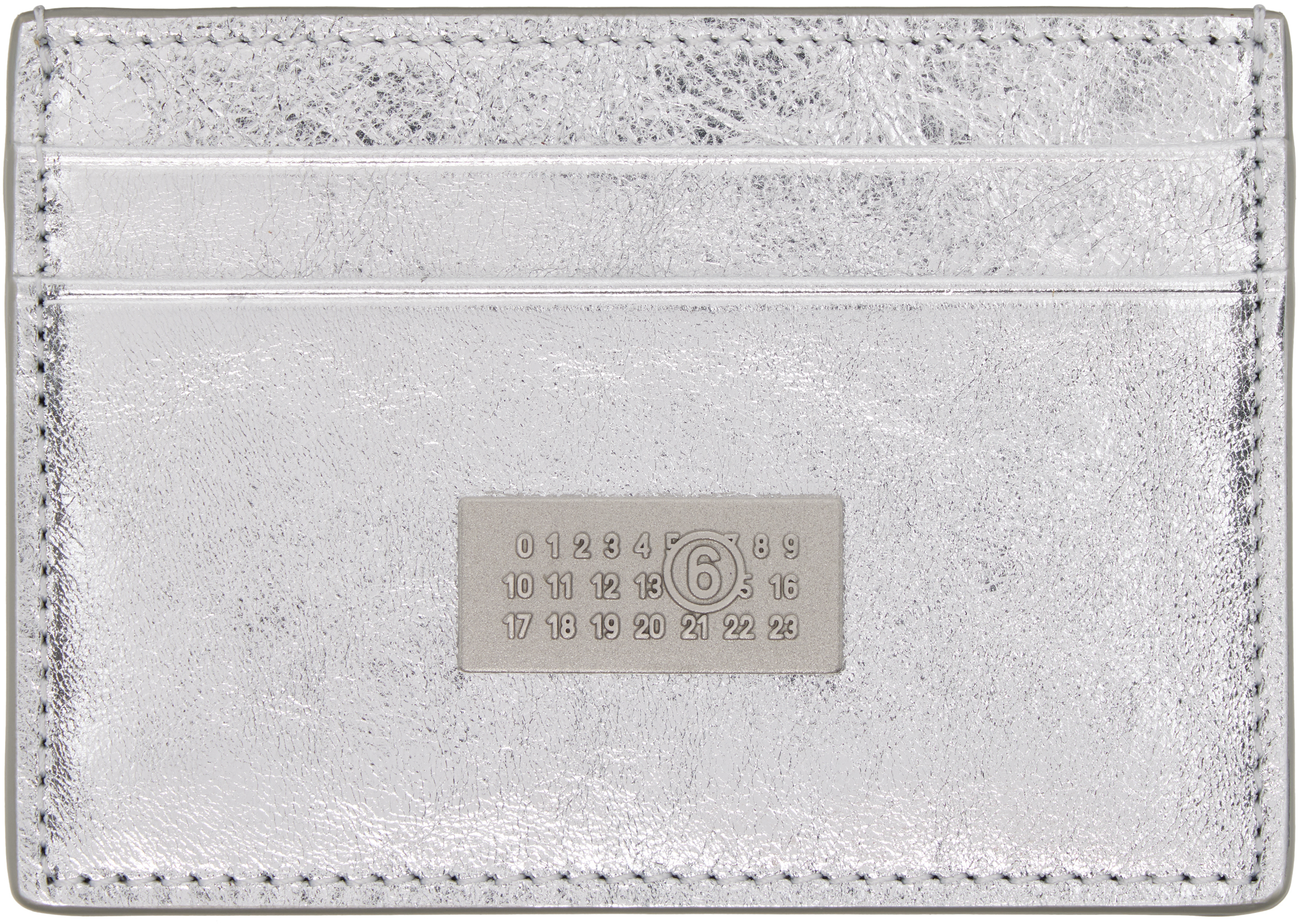 Mm6 Maison Margiela Silver Numeric Leather Card Holder