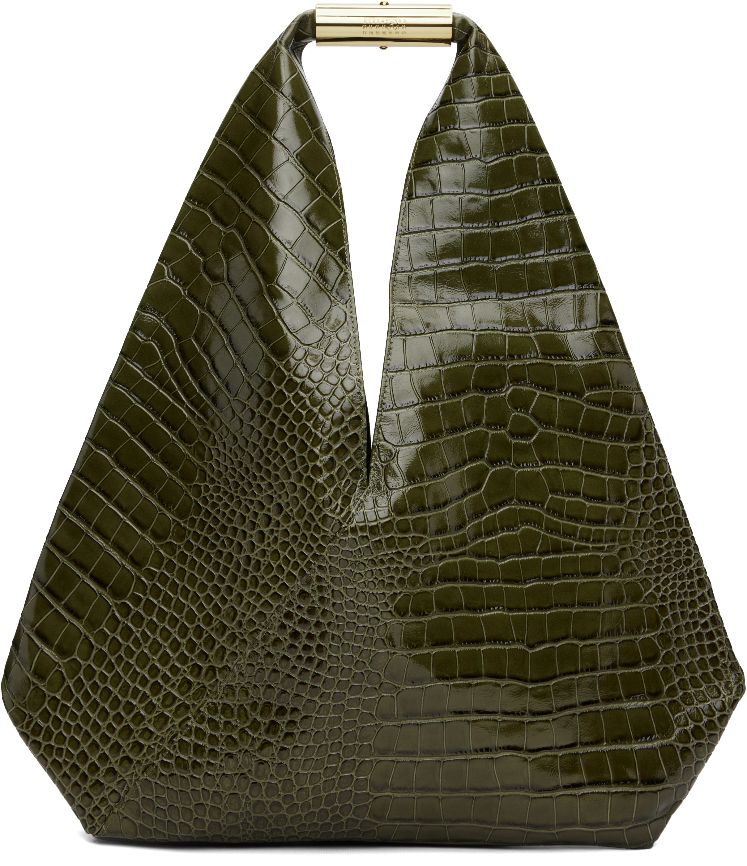 MM6 Maison Margiela: グリーン New Triangle トートバッグ | SSENSE 日本