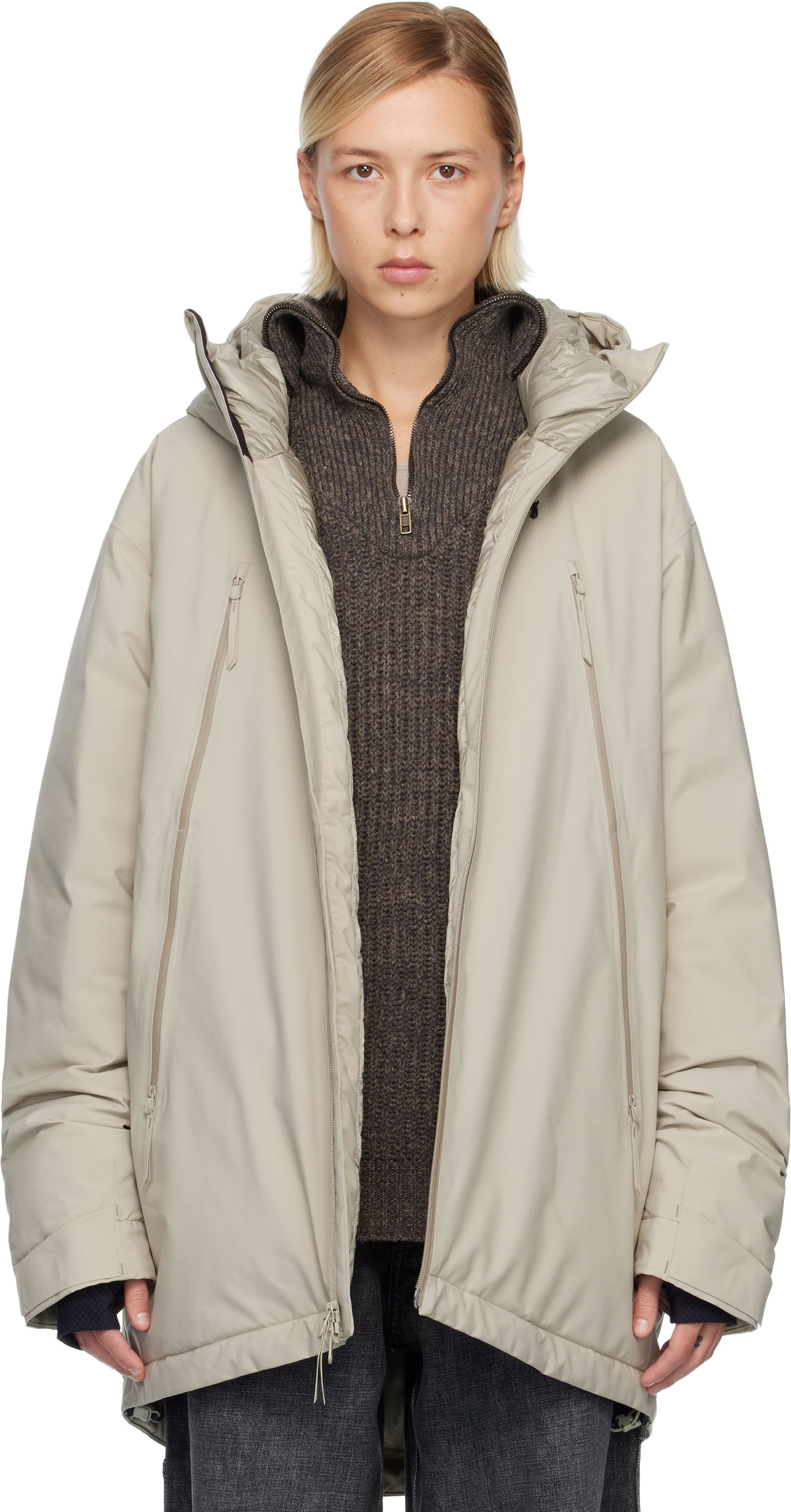 Mm6 Maison Margiela Off-white Salomon Edition Hooded Snow Jacket In Neutral