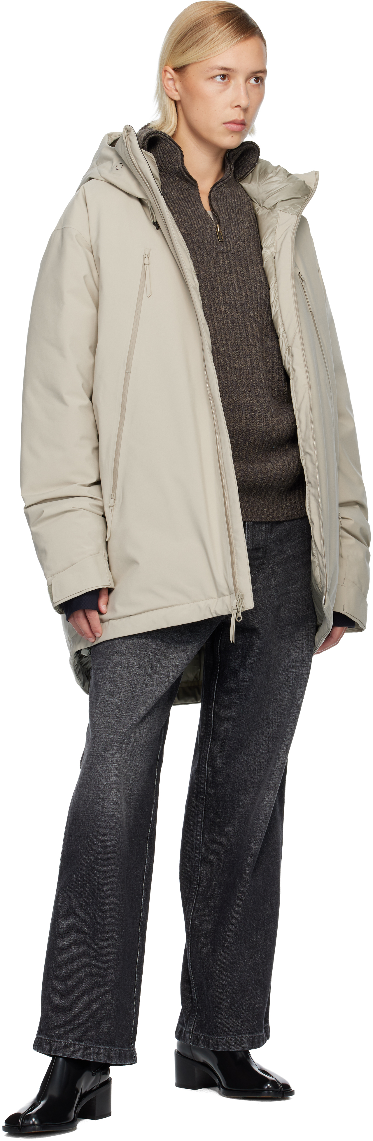 Mm6 Maison Margiela Off-white Salomon Edition Hooded Snow Jacket In Neutral