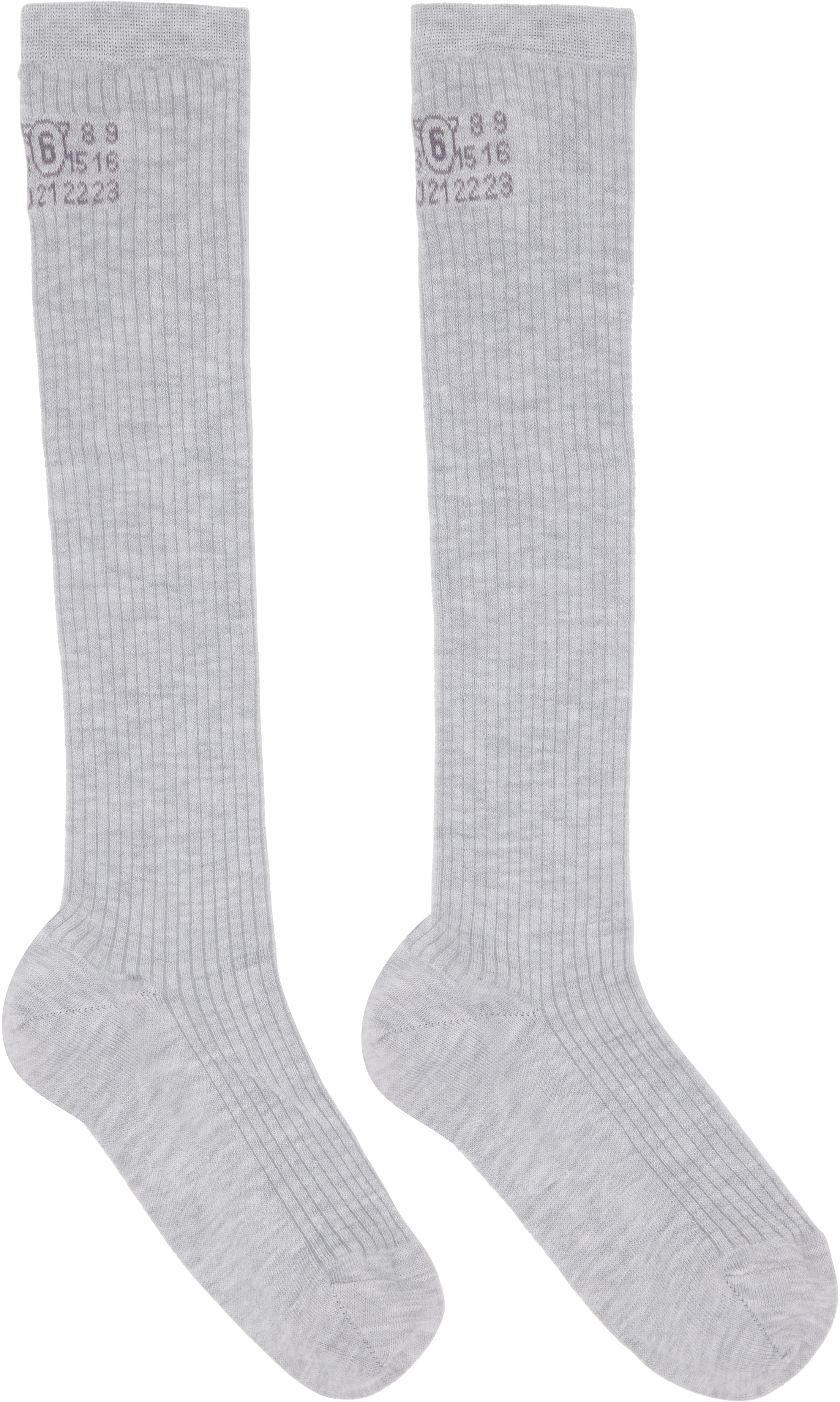 MM6 Maison Margiela ✳︎ ニーハイソックス MM6 Maison Margiela: Gray Knee-High Socks | SSENSE
