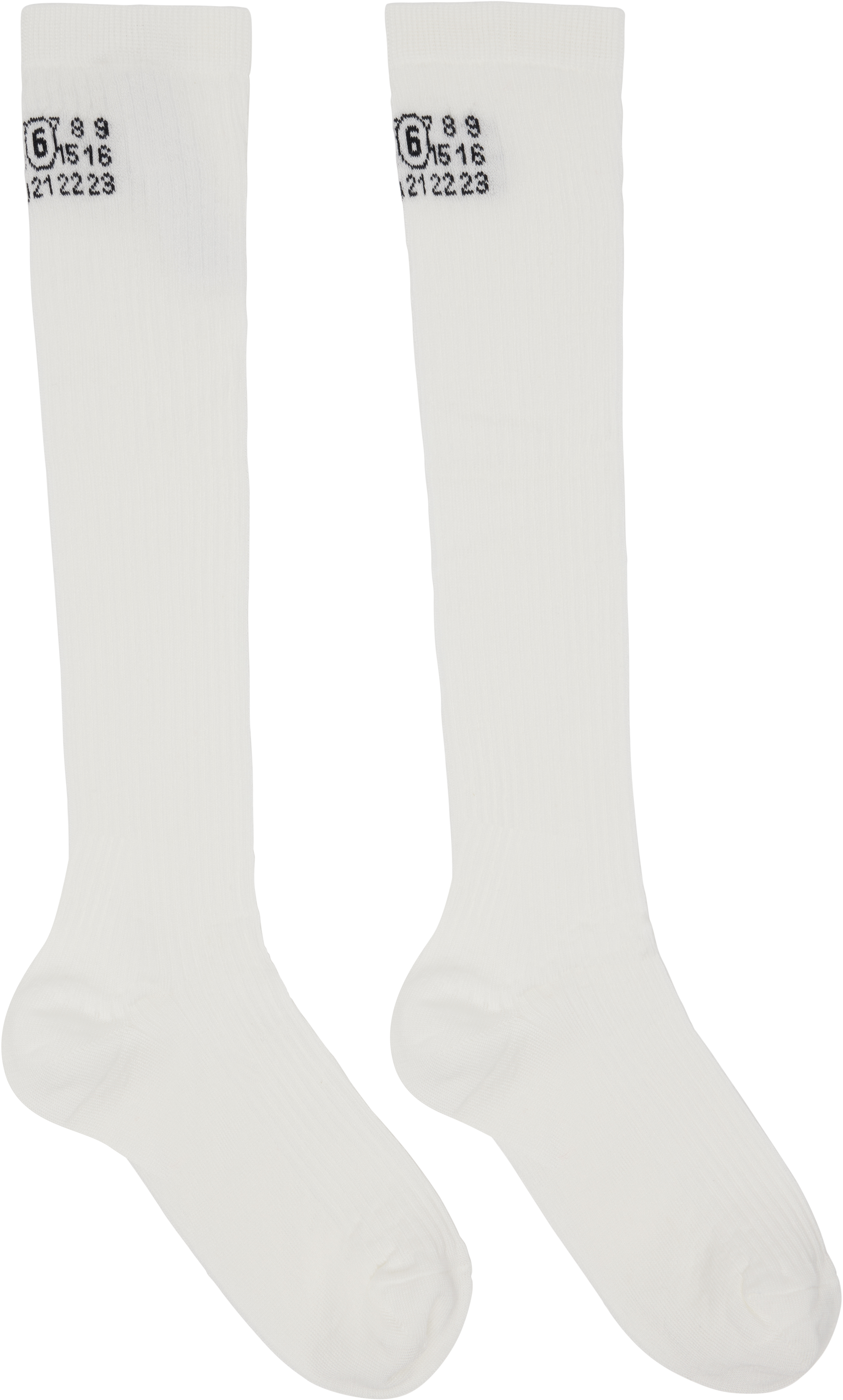 MM6 Maison Margiela ✳︎ ニーハイソックス MM6 Maison Margiela: White Knee-High Socks | SSENSE