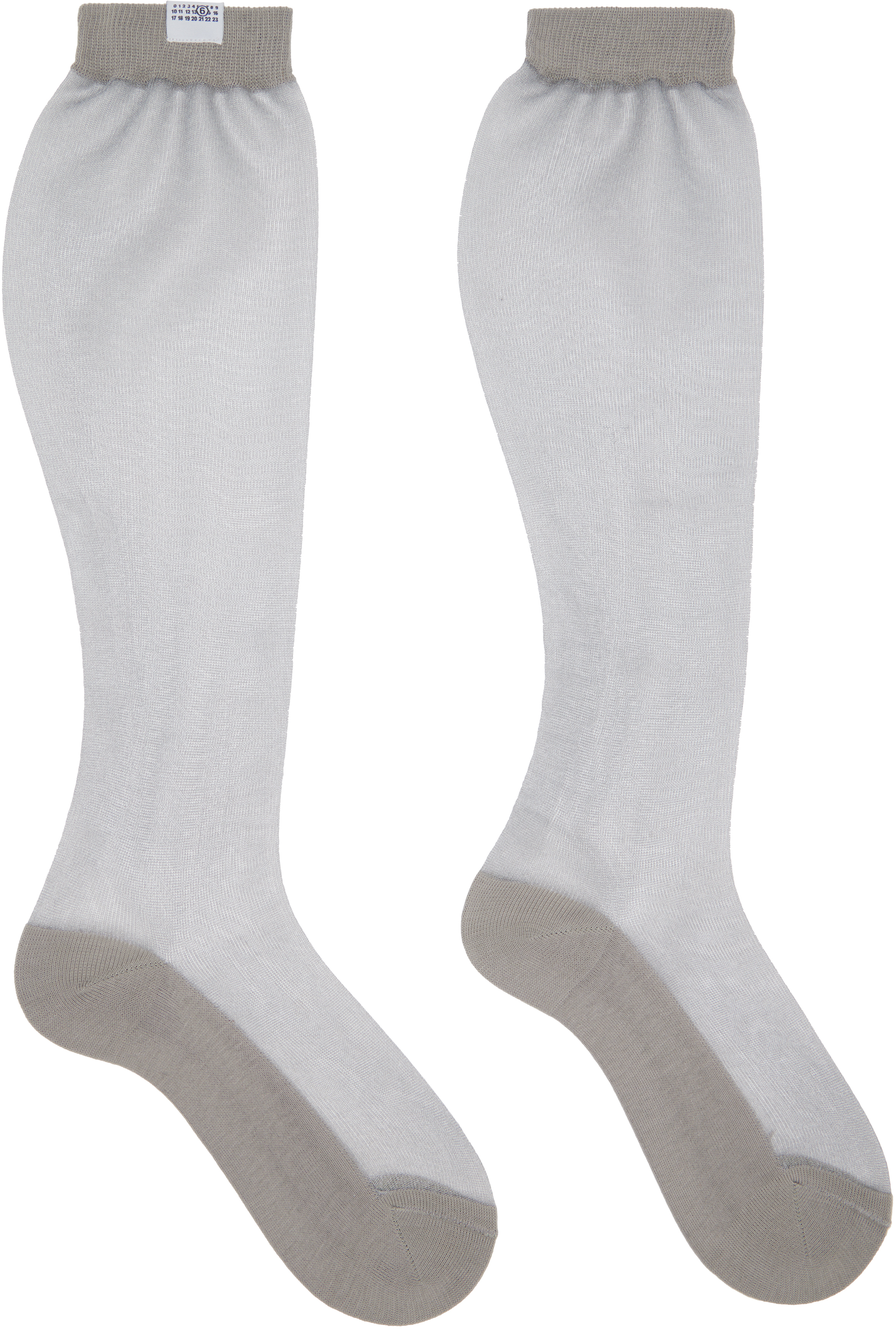 MAISON MARGIELA 21SS ソックス Gray Sheer Knee-High Socks by MM6 Maison Margiela on Sale