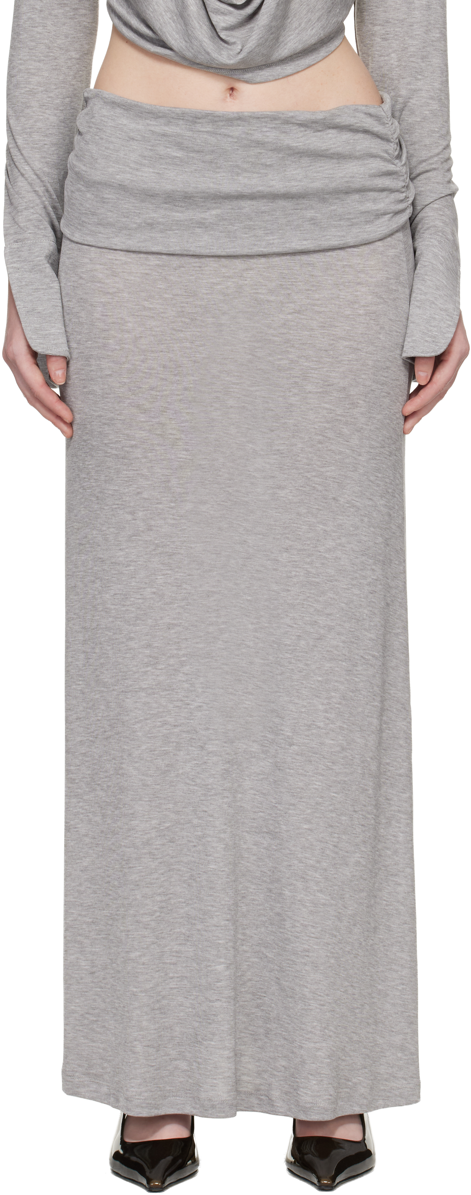 Gray Feyra Midi Skirt by Aya Muse on Sale