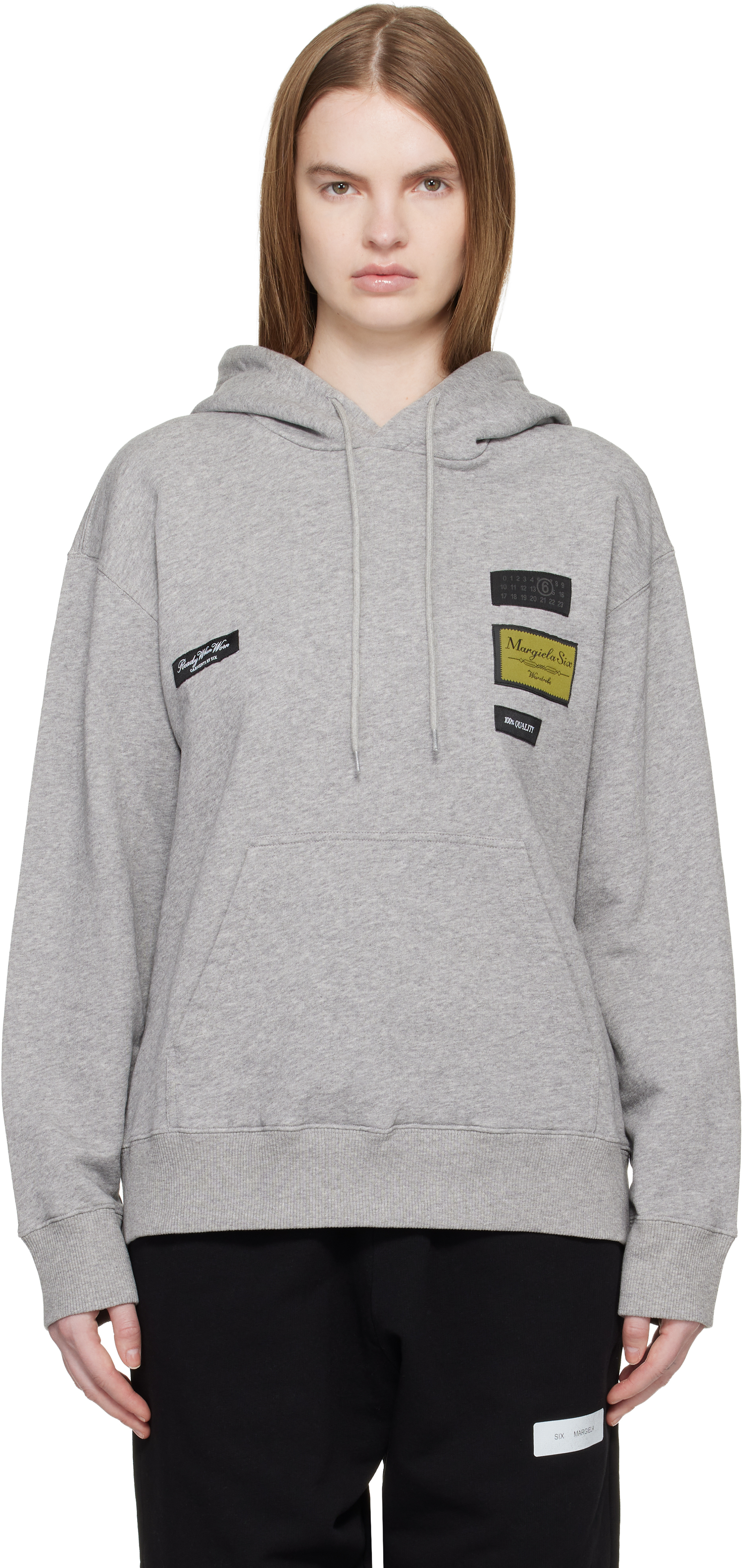 MM6 Maison Margiela: Gray Cotton Hoodie | SSENSE MM6 Maison Margiela: Gray Cotton Hoodie | SSENSE