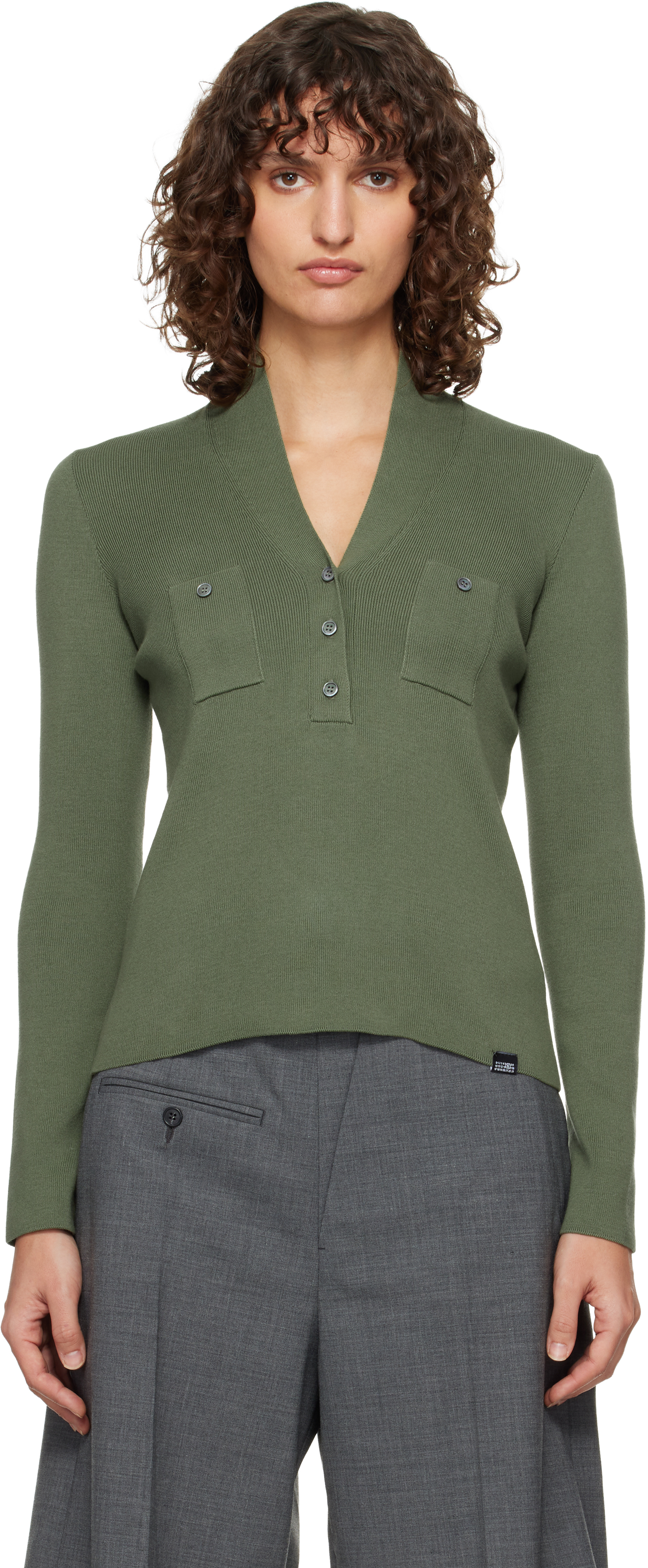 MM6 Maison Margiela: Khaki Cotton Sweater | SSENSE Canada MM6 Maison Margiela: Khaki Cotton Sweater | SSENSE Canada