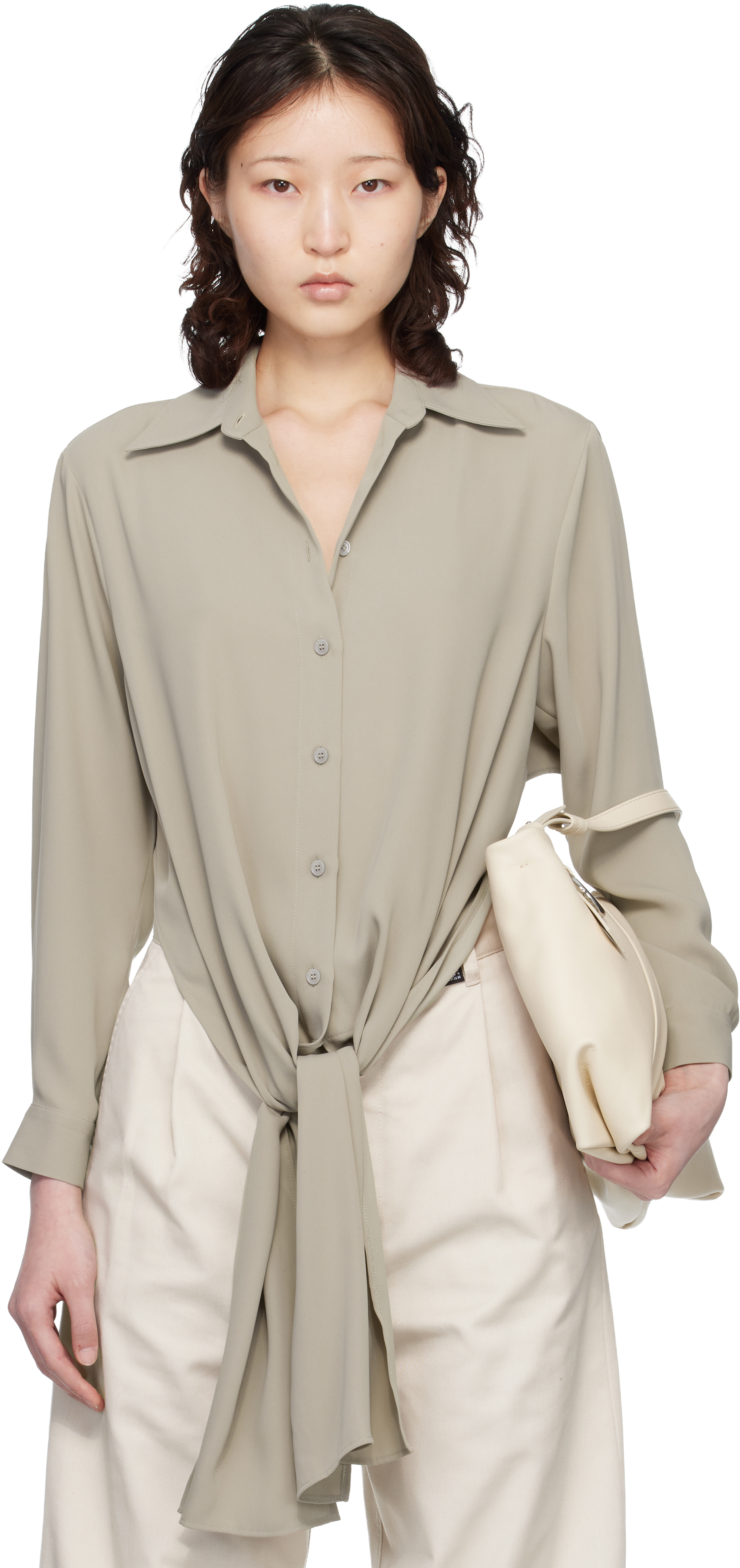 MM6 Maison Margiela: Taupe Dual-Wear Shirt | SSENSE