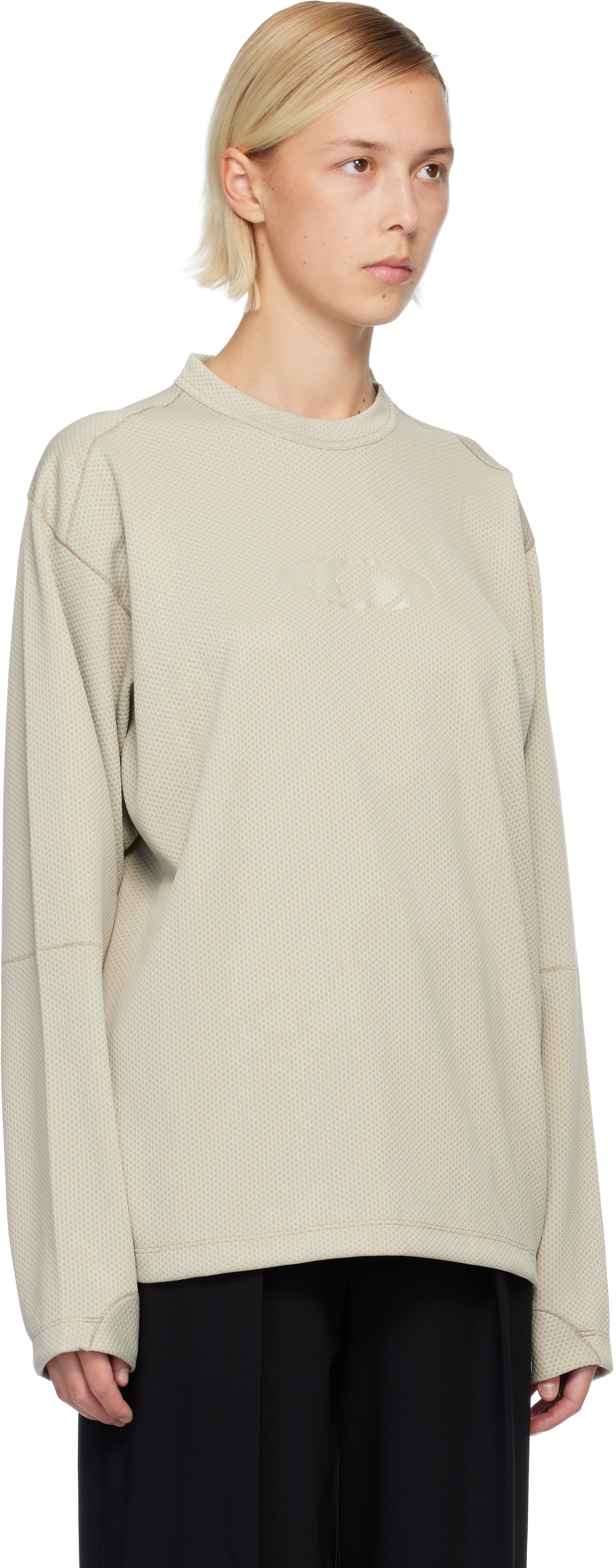 Mm6 Maison Margiela Gray Salomon Edition Jersey Long-sleeved Sweater In Neutral