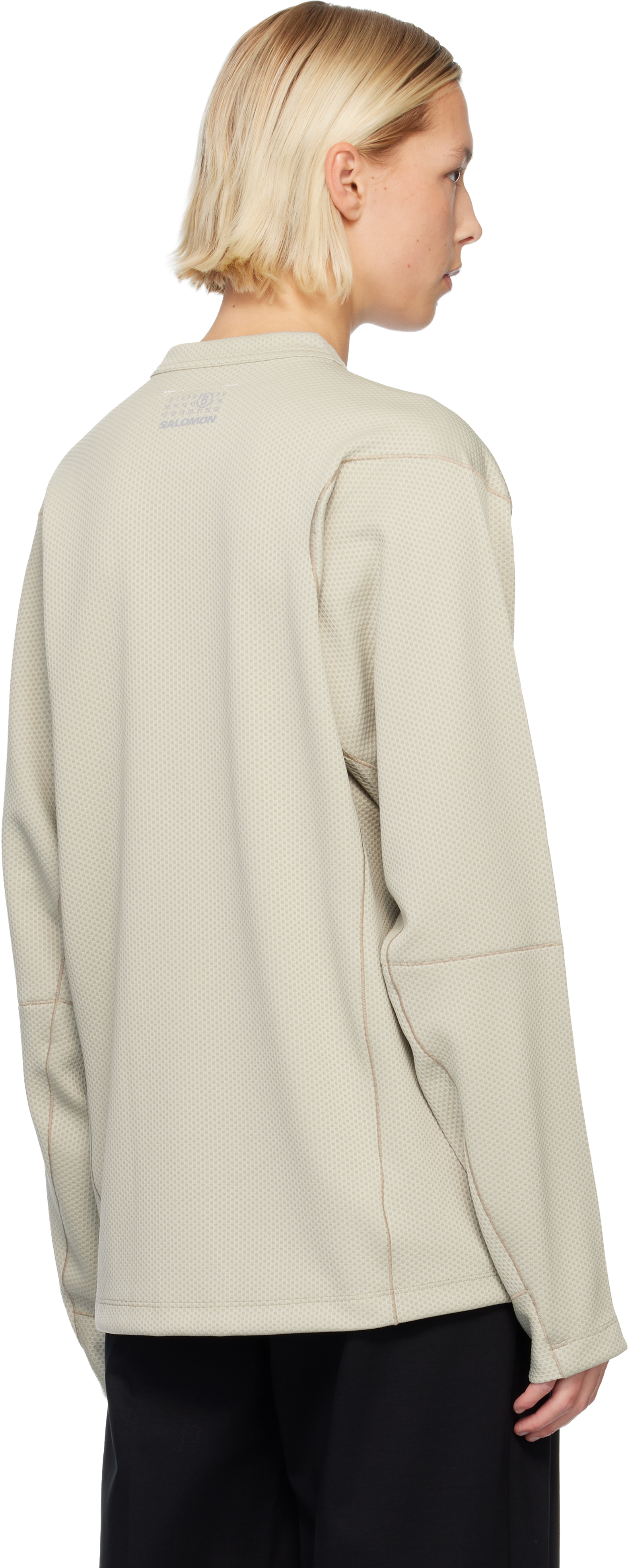 Mm6 Maison Margiela Gray Salomon Edition Jersey Long-sleeved Sweater In Neutral