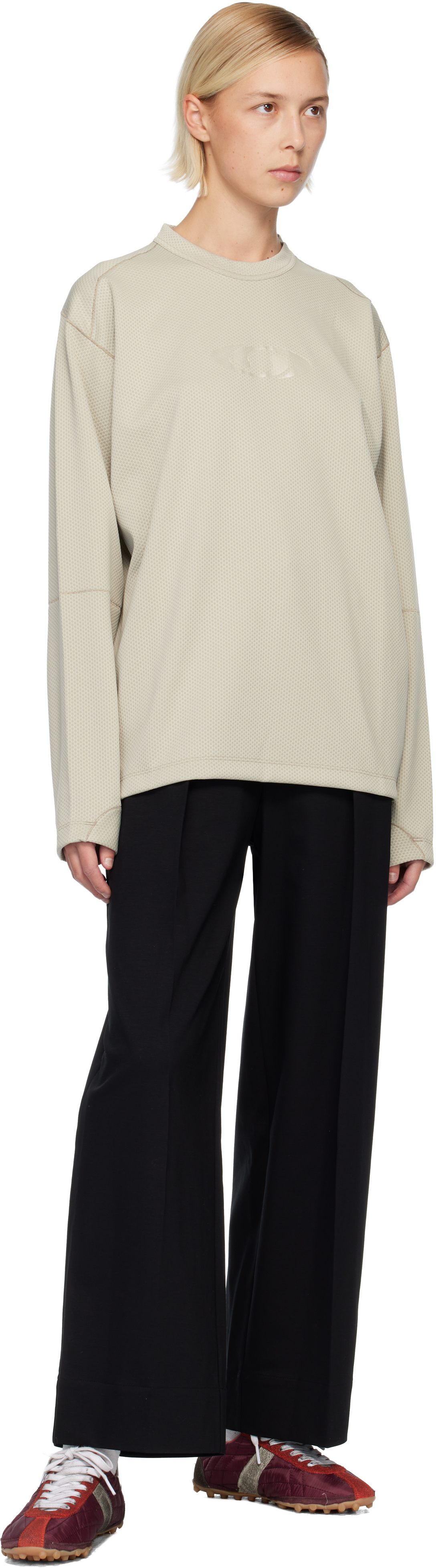 Mm6 Maison Margiela Gray Salomon Edition Jersey Long-sleeved Sweater In Neutral