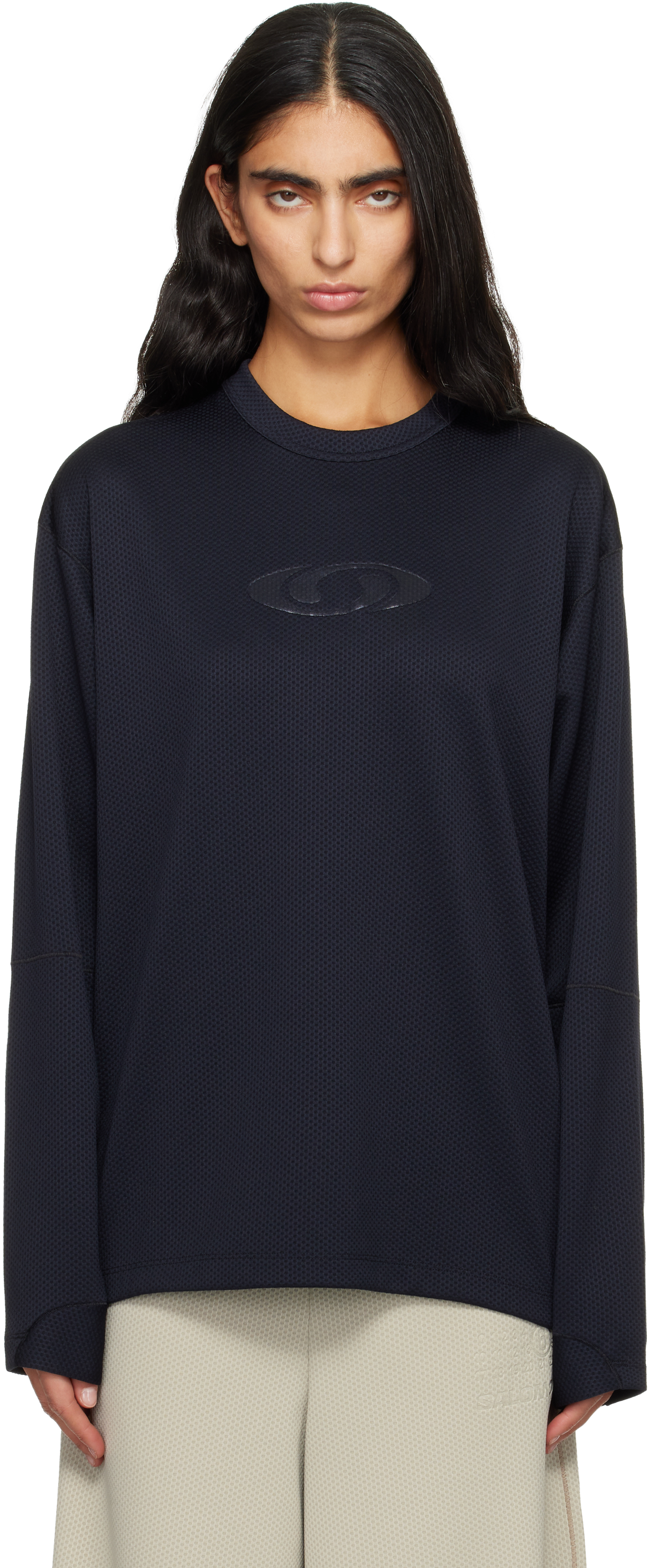 MM6 Maison Margielaのブラック Salomonエディション メッシュ Tシャツ